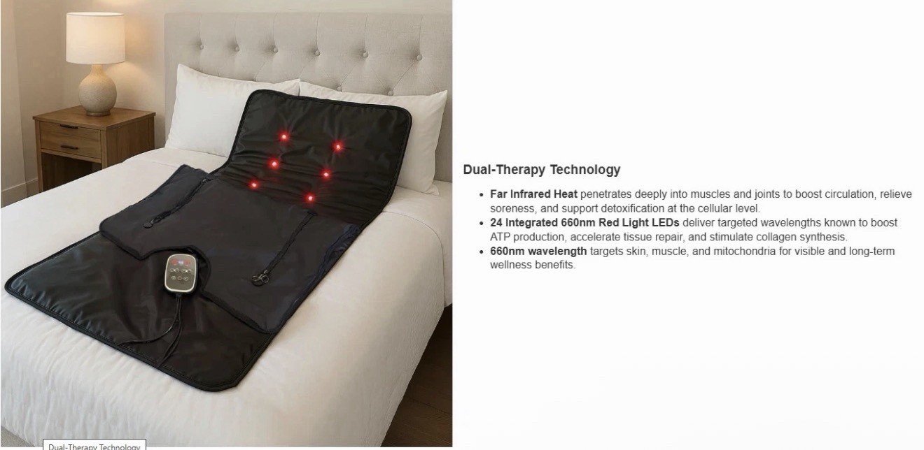 LifeTrend Infrared Sauna Blanket with Red Light Therapy Adjustable (86°F–186°F)