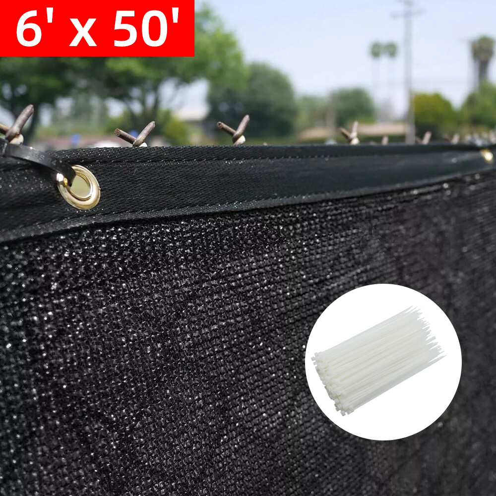 6x50FT Fence Privacy Screen Black HDPE Shade Cloth Winter Garden Patio Deck Gift