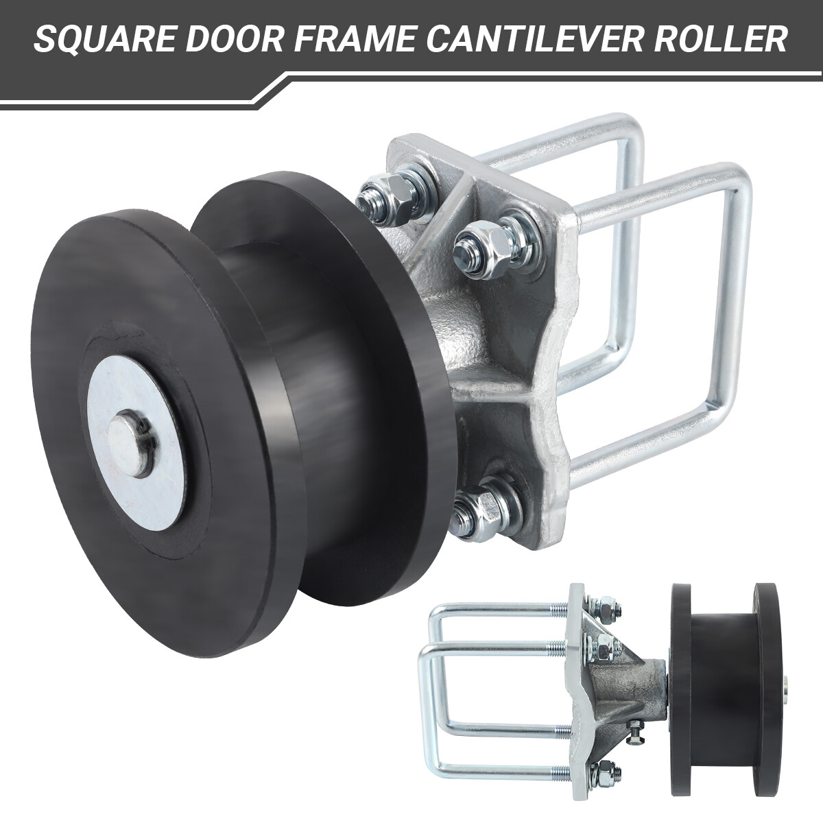 4" Square Post x 2" Square Gate Frame Premium Nylon Cantilever Roller Assembly