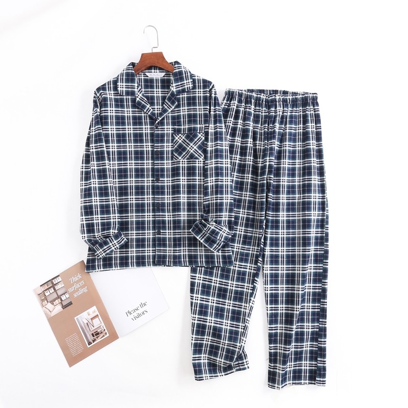 Men's 100% Cotton Long Sleeve Pajamas Set Sleepwear & Loungewear Button Down Pjs