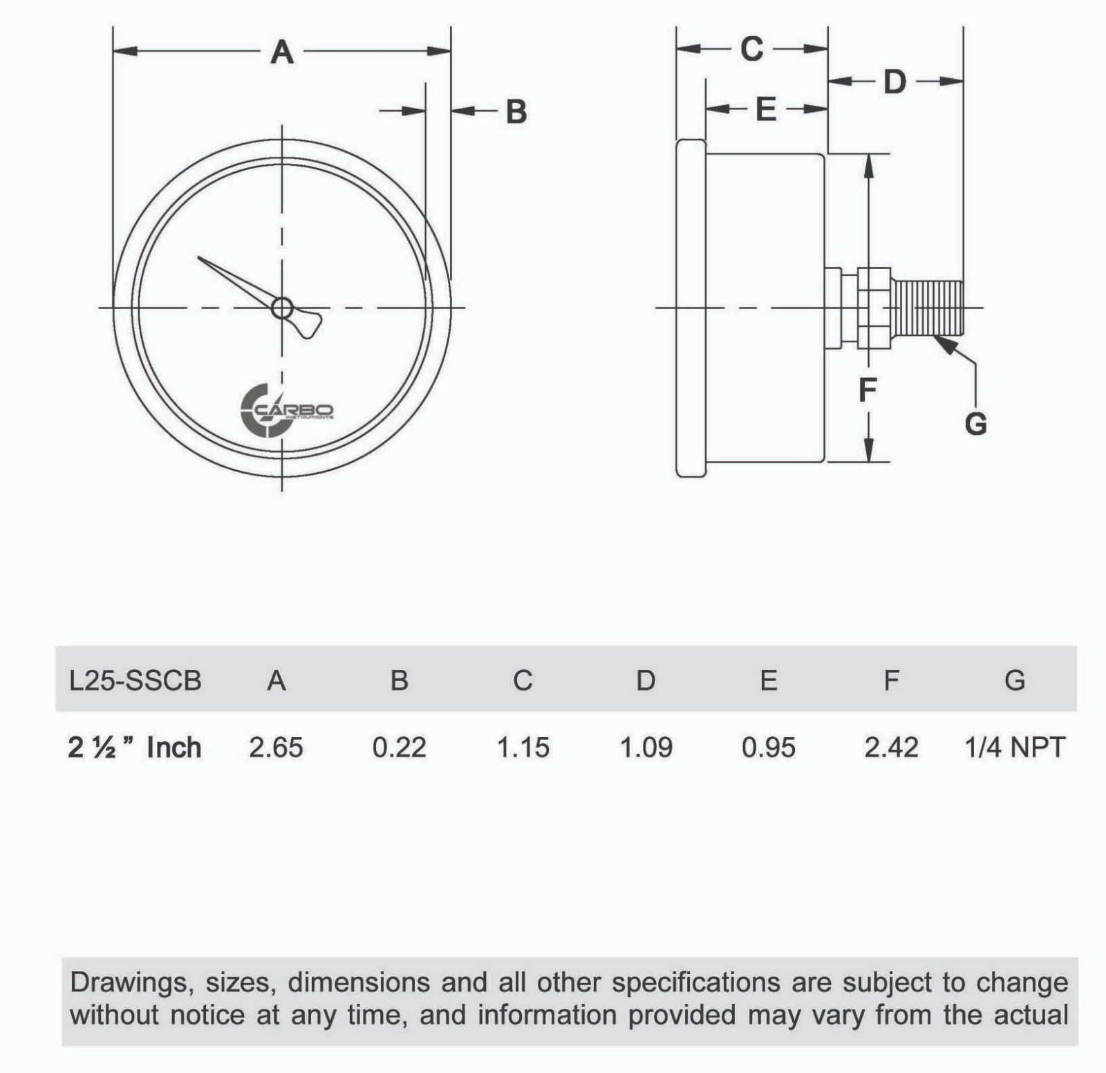 2.5" LIQUID FILLED PRESSURE GAUGE 0 - 300 PSI, STAINLESS STEEL CASE BACK MOUNT