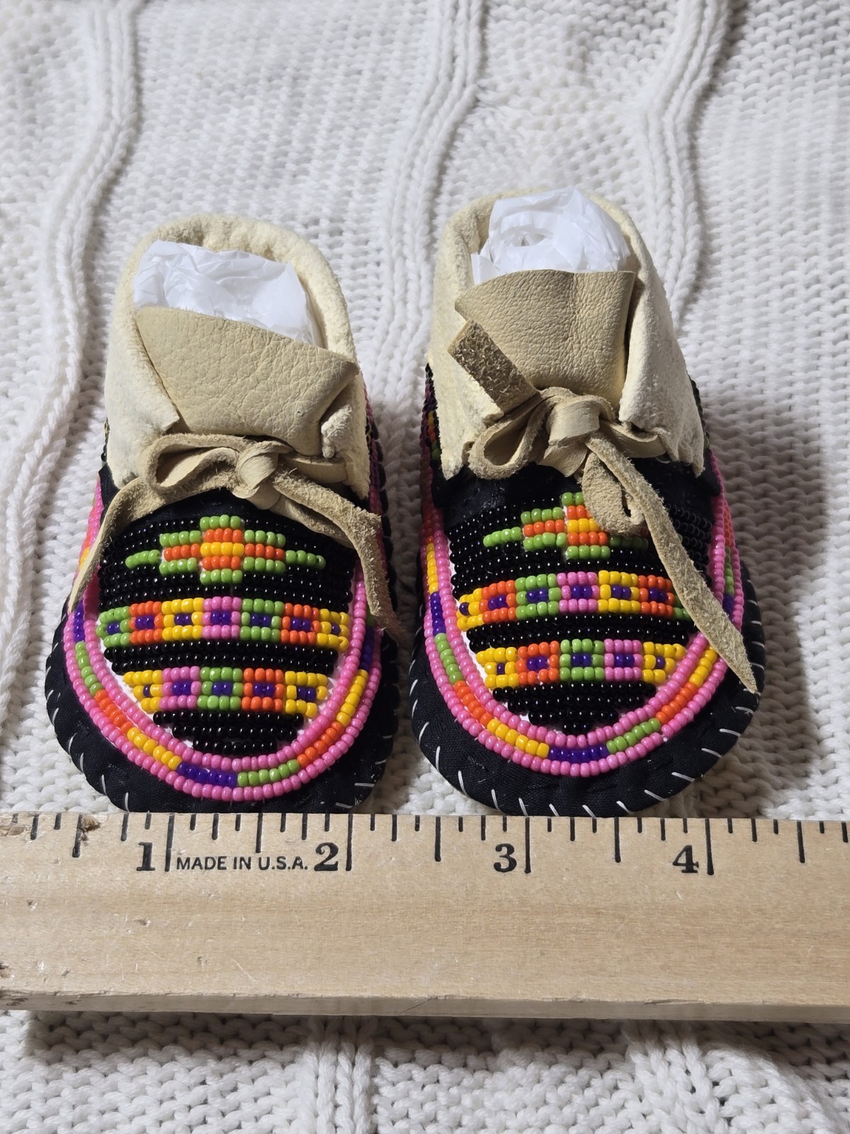 NEW Native American Infant Beaded Moccasins New Born or Baby Doll Handmade Soft