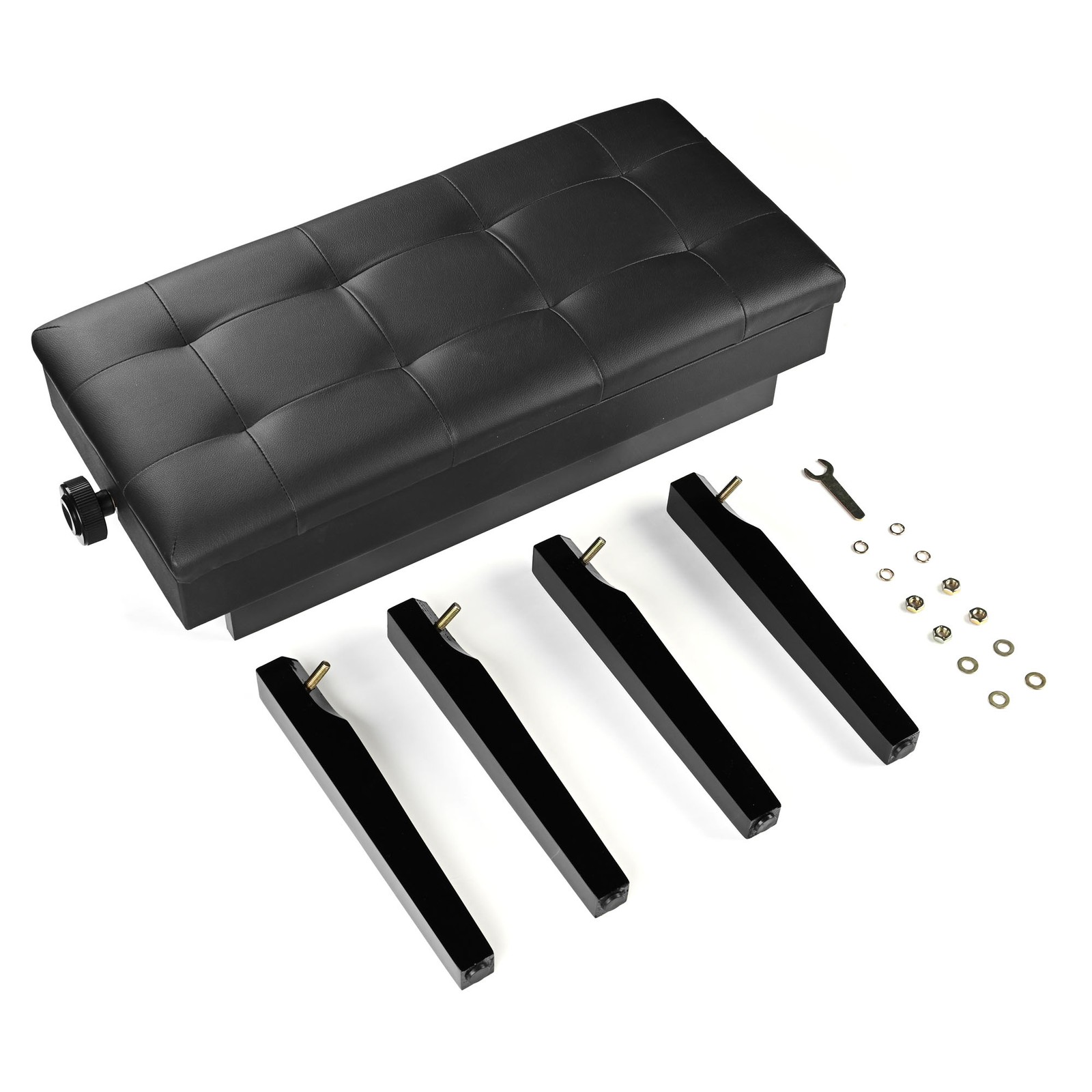 Adjustable Duet Piano Bench w/ Storage PU Leather Padded Wooden Keyboard Stool