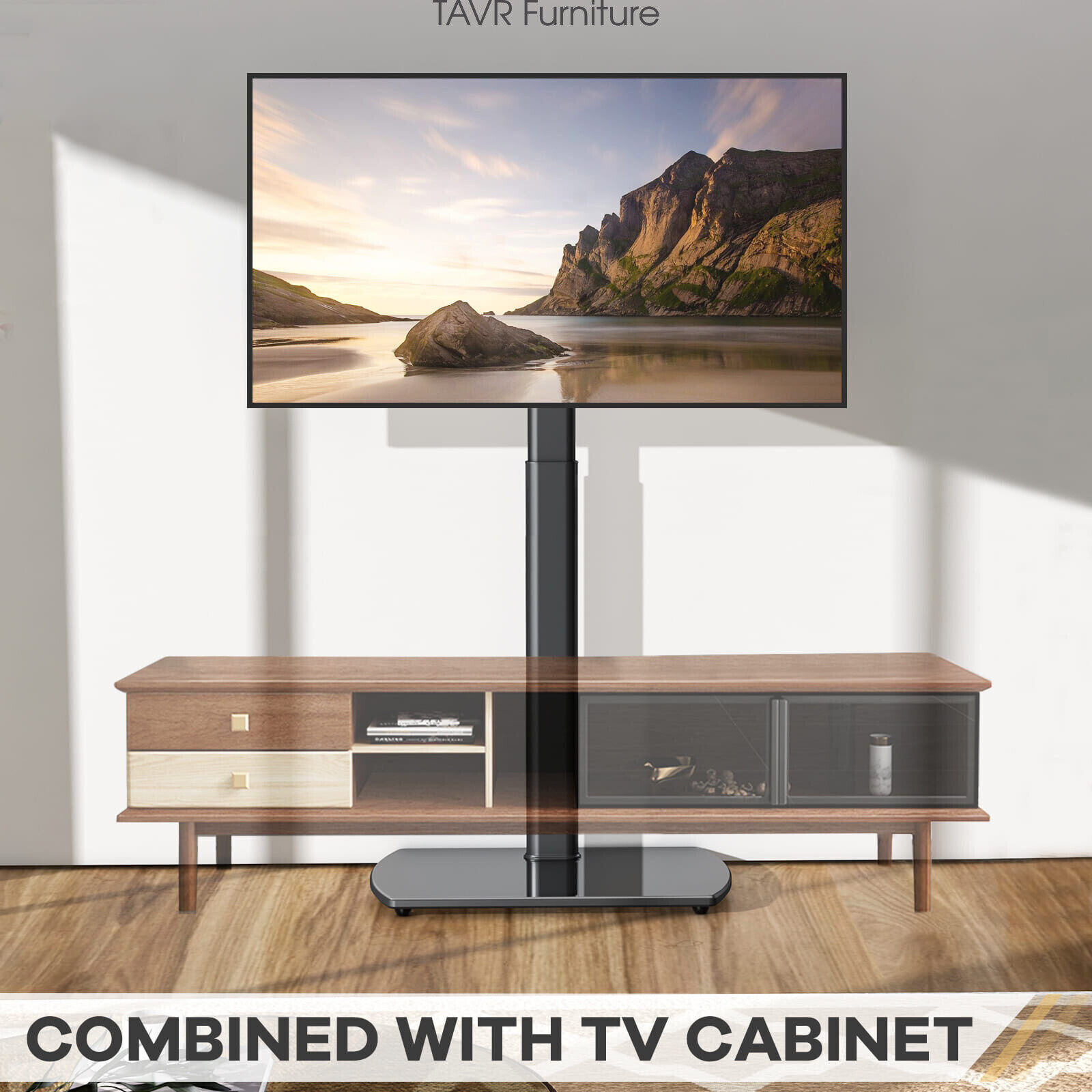 TAVR Universal Swivel Floor TV Stand with Mount for 27 to 65 inch TVs