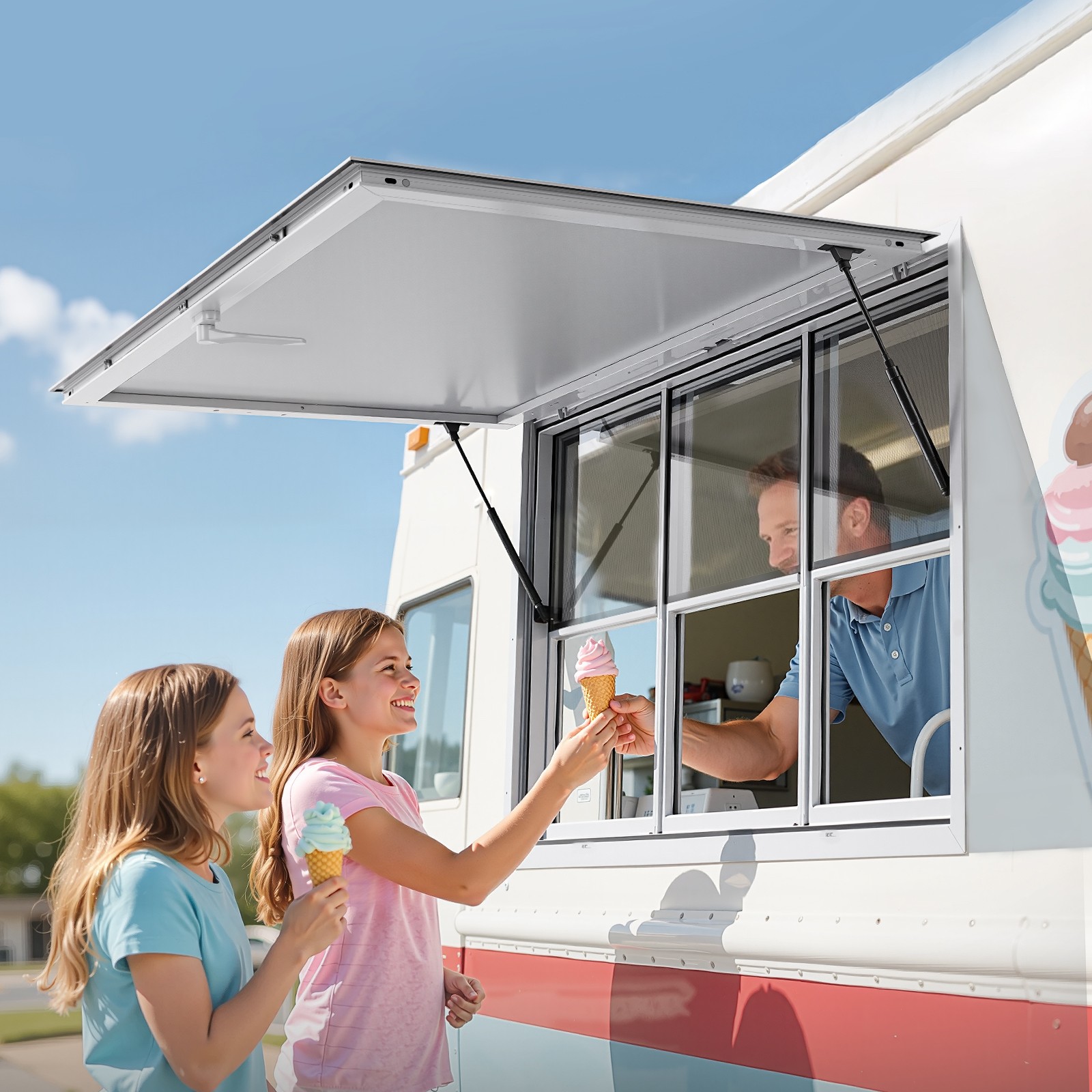 VEVOR 60x36in Concession Stand Serving Window Food Truck Service Awning Aluminum
