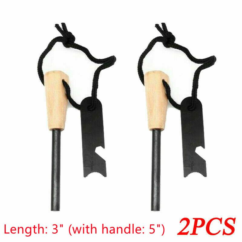 2pc Fire Starter Flint Steel Striker Survival Kit Ferro Rod Camping Outdoor Tool