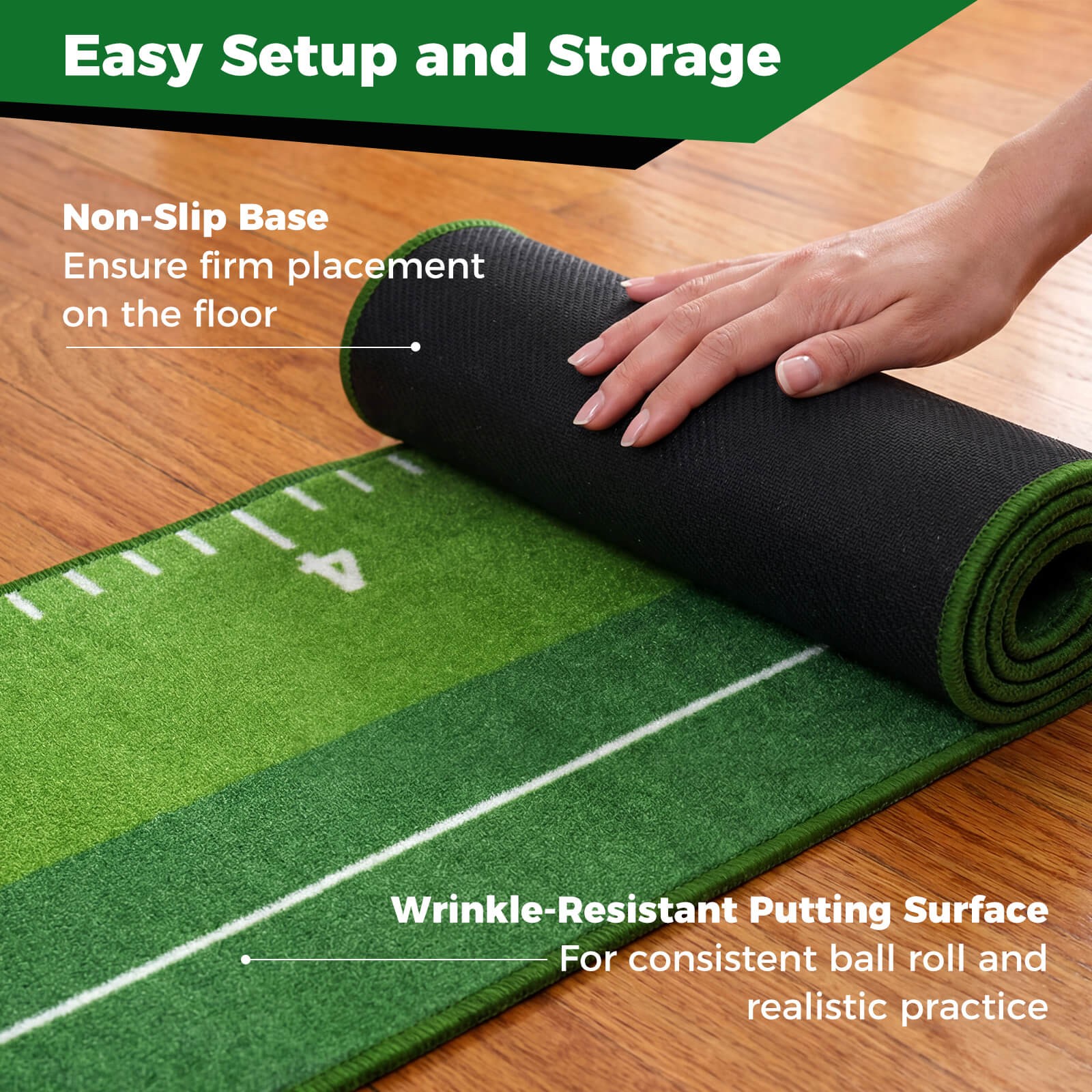 Putting Green Indoor with Auto Ball Return 3Putting Practice Balls Non-Slip Base