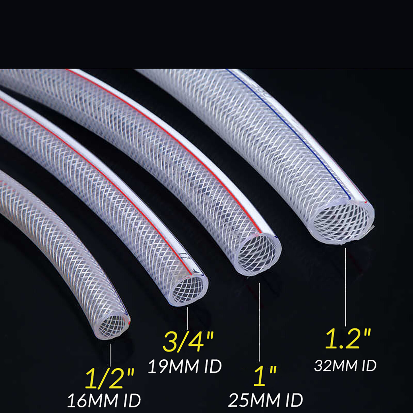 PVC HOSE Clear Flexible Reinforced Braided Food Grade OIL WATER Tube Pipe