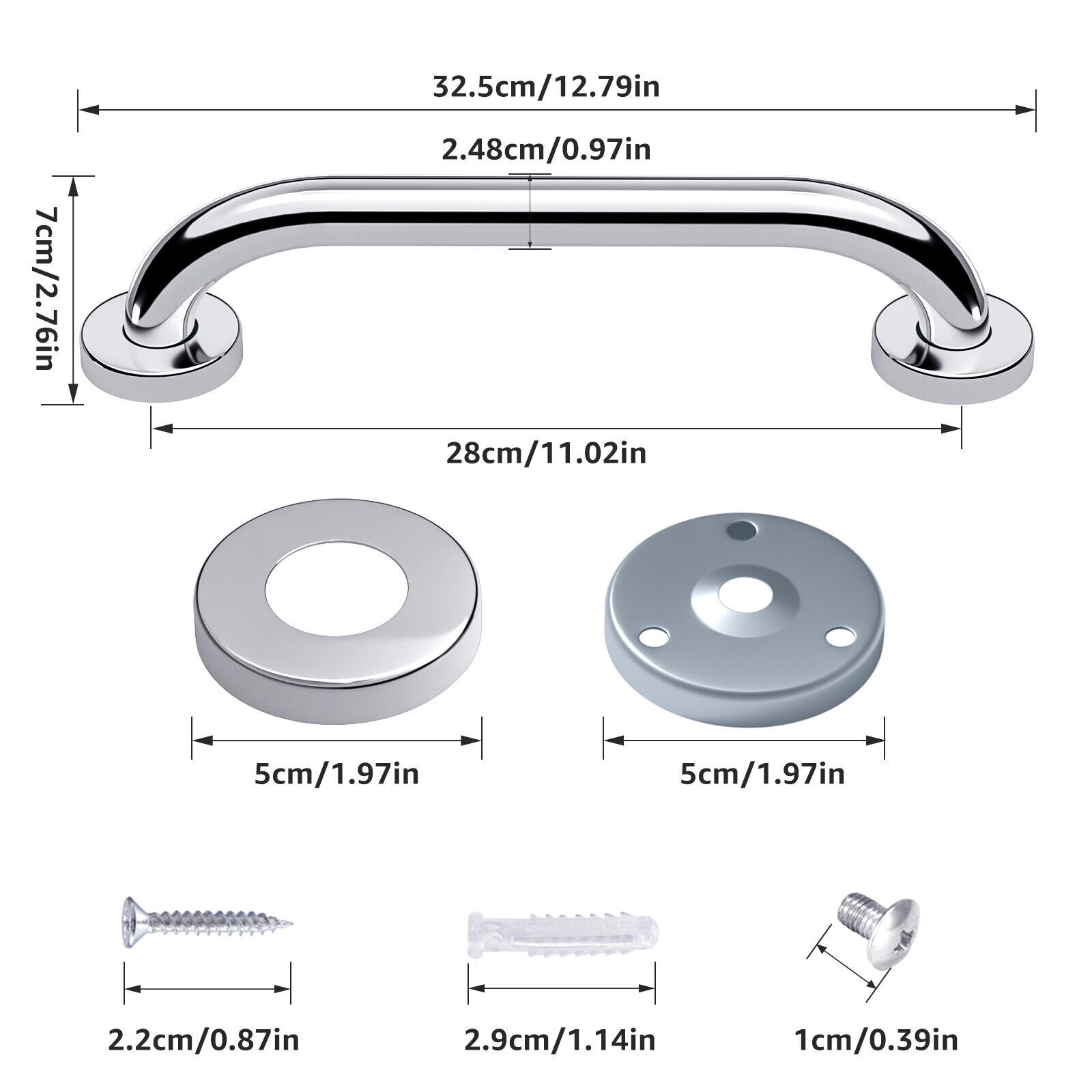 Stainless Steel Grab Bar Bathroom Safety Handicap Shower Tub Handle Support Lot