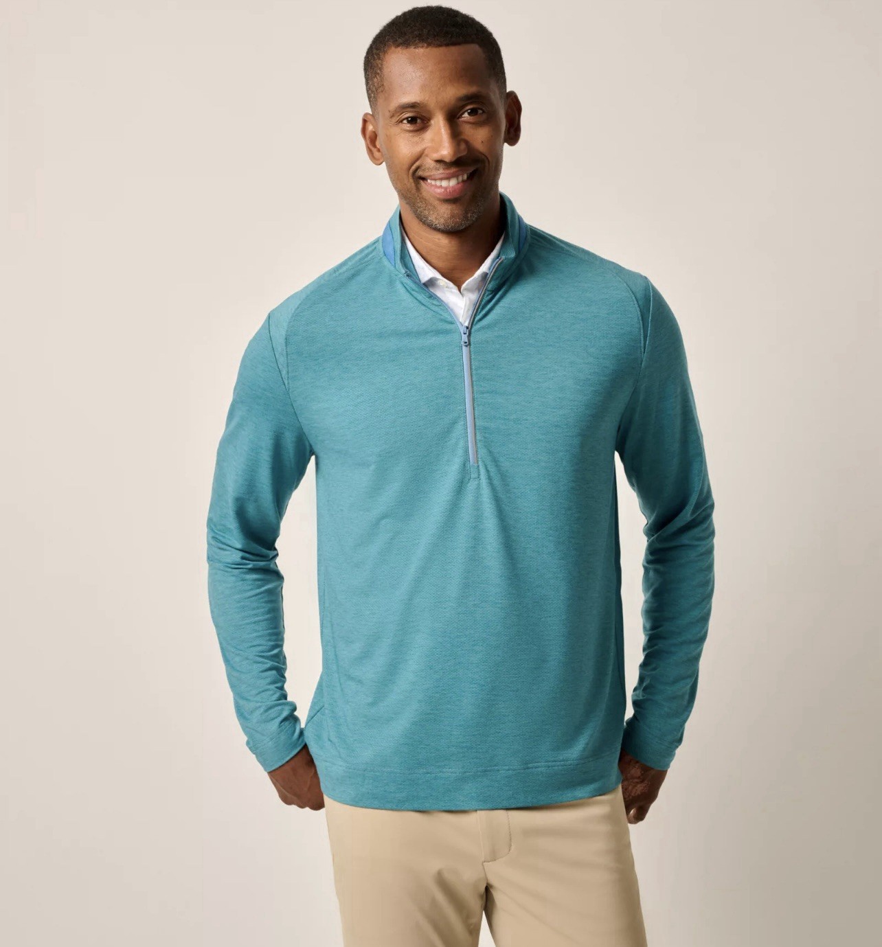 NWT JOHNNIE-O $128 BREWER PERFORMANCE 1/4 ZIP PULLOVER IN GREEN GRASS Large