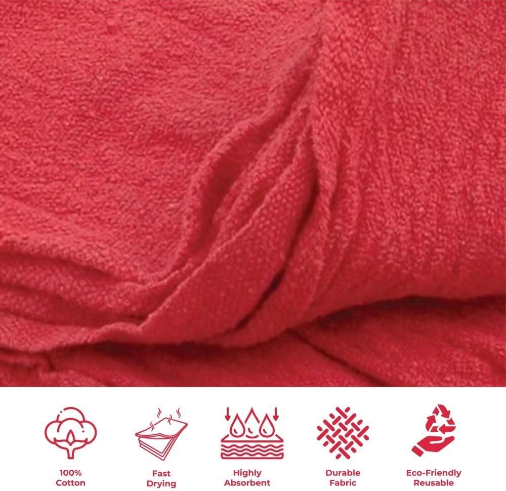 500 Pieces Red Shop Towels Large 15x14 Cleaning Rags, Fast Free Shipping