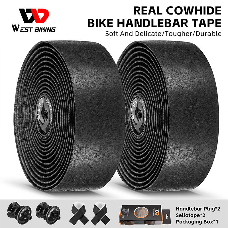 WEST BIKING Genuine Leather Bicycle Handlebar Tape Road Bike Retro Color Belt