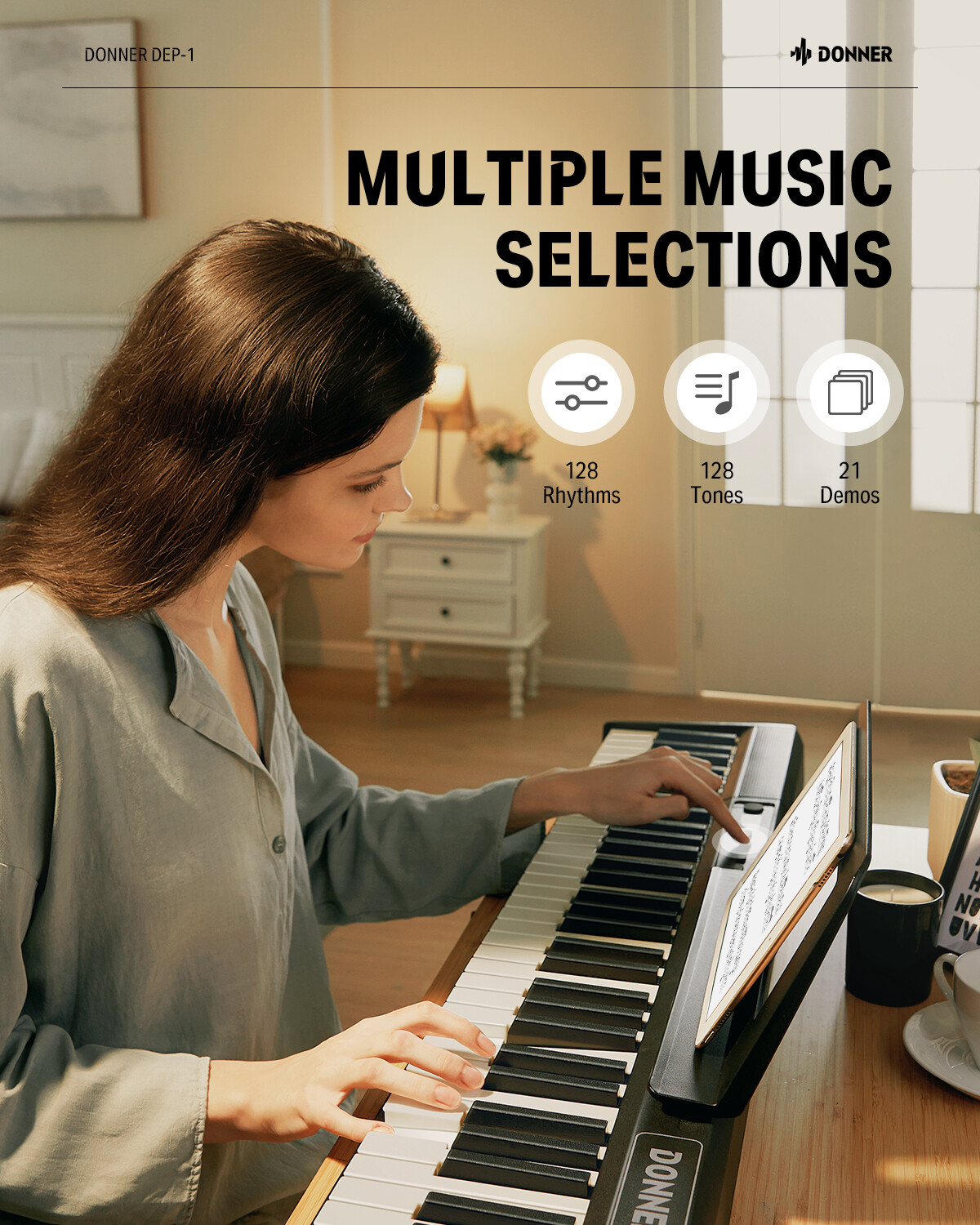 Donner DEP-1 88-Key Digital Piano Keyboard with Stand and Pedal