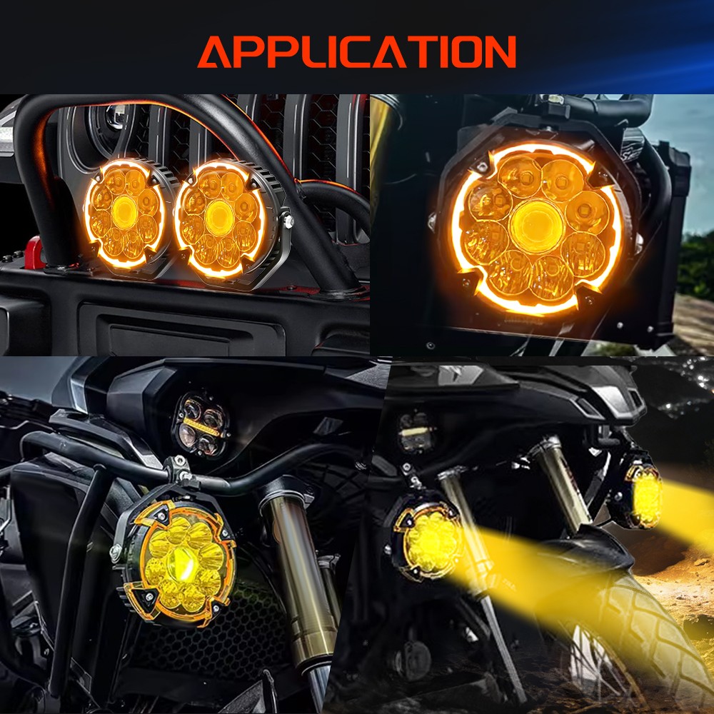 2x 6" Laser LED Motorcycle Driving Fog Spot Light Auxiliary Lamp White+Amber DRL