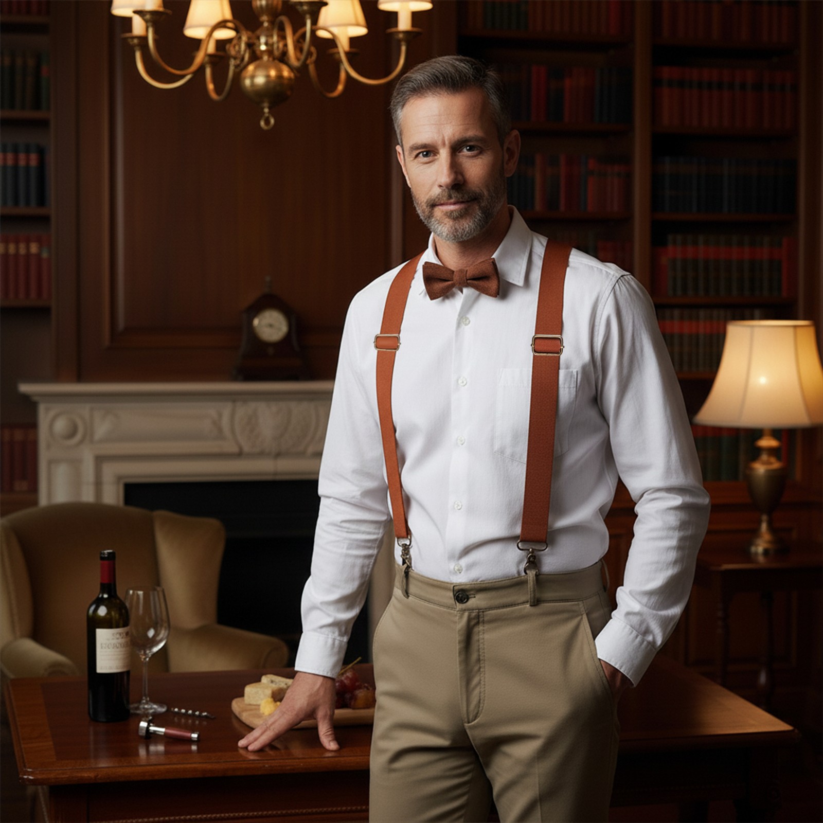 Tourbon Men's Suspenders Y Back Adjustable Y-Shaped Hooks Pants Braces Nonslip