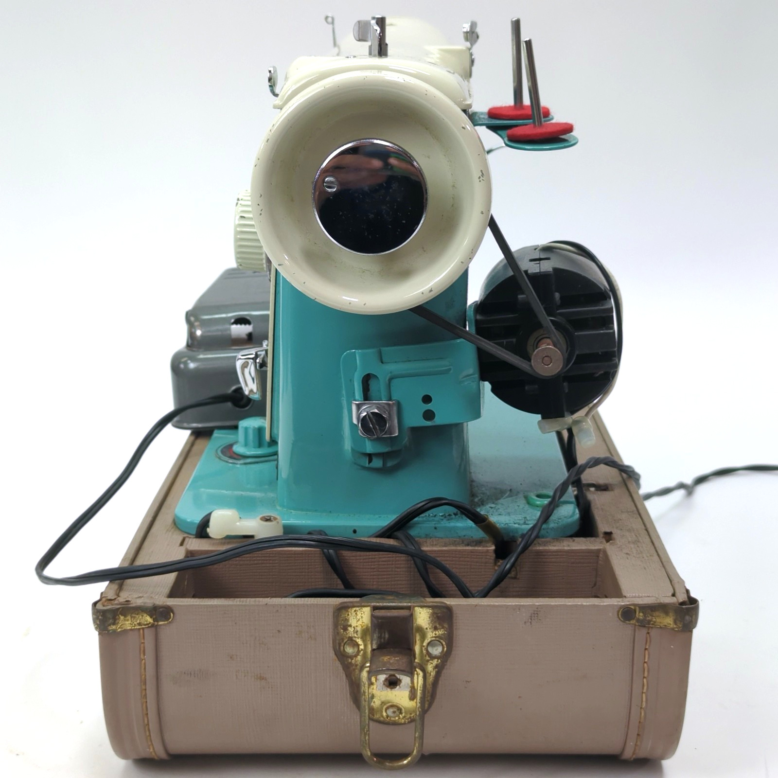 Vintage Brother Model 190 Turquoise Metal Case Robust Durable Straight Stitch