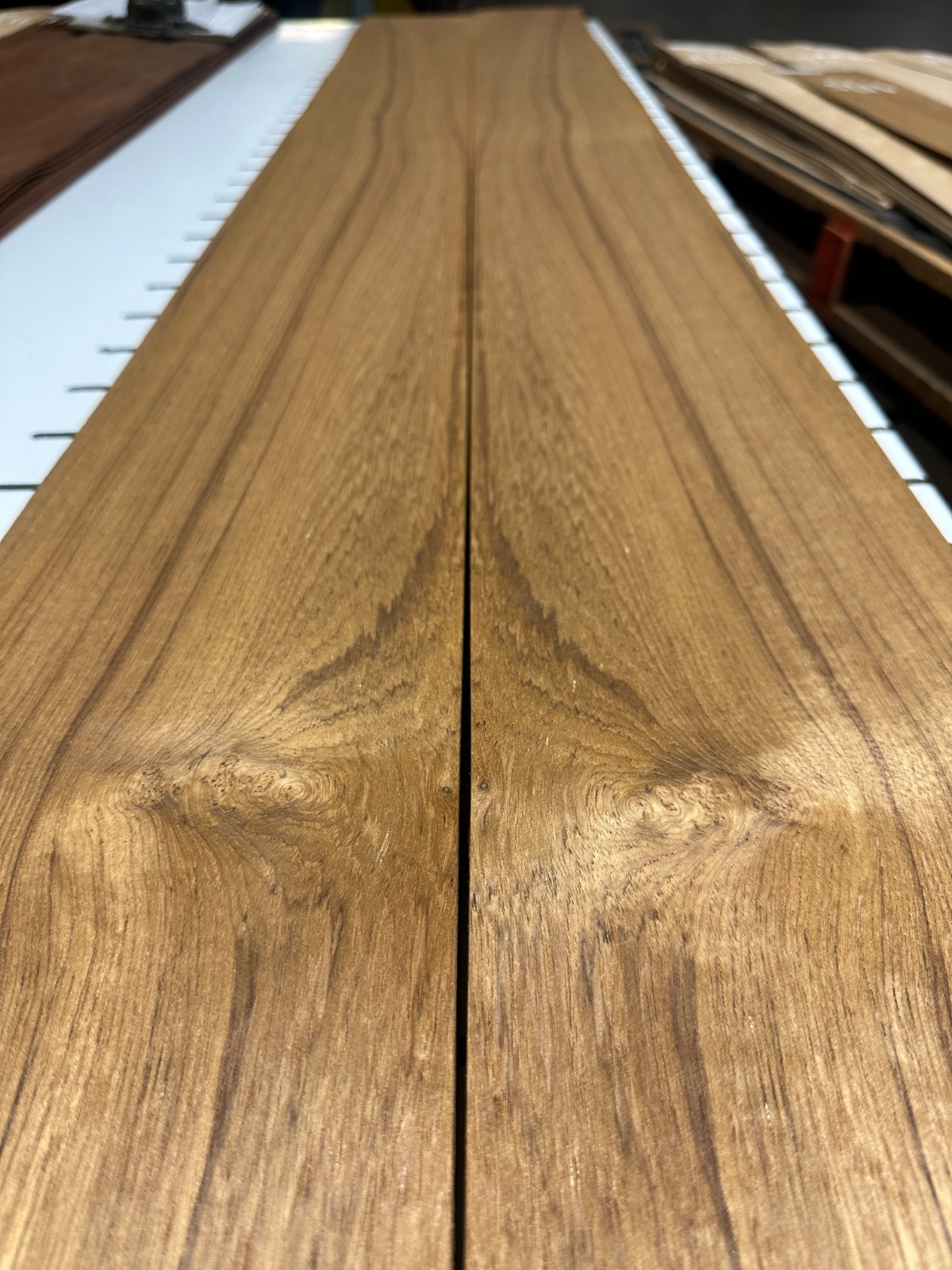 Teak Raw Wood Veneer 2 sheets 97" x 6.5'' 917S