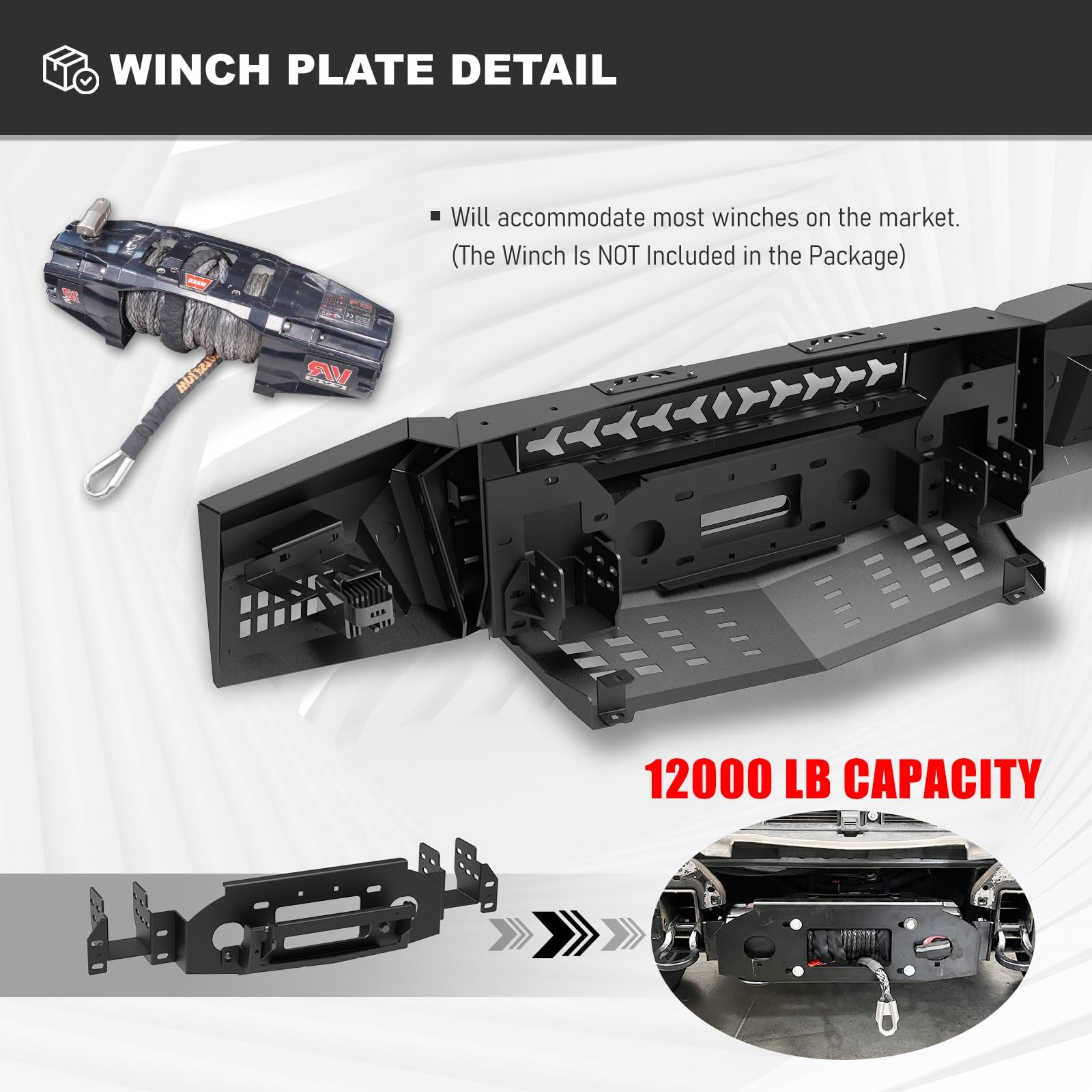 Front Hidden Winch Plate for 2019 2020 2021 Chevy Silverado 1500 Pickup Trucks
