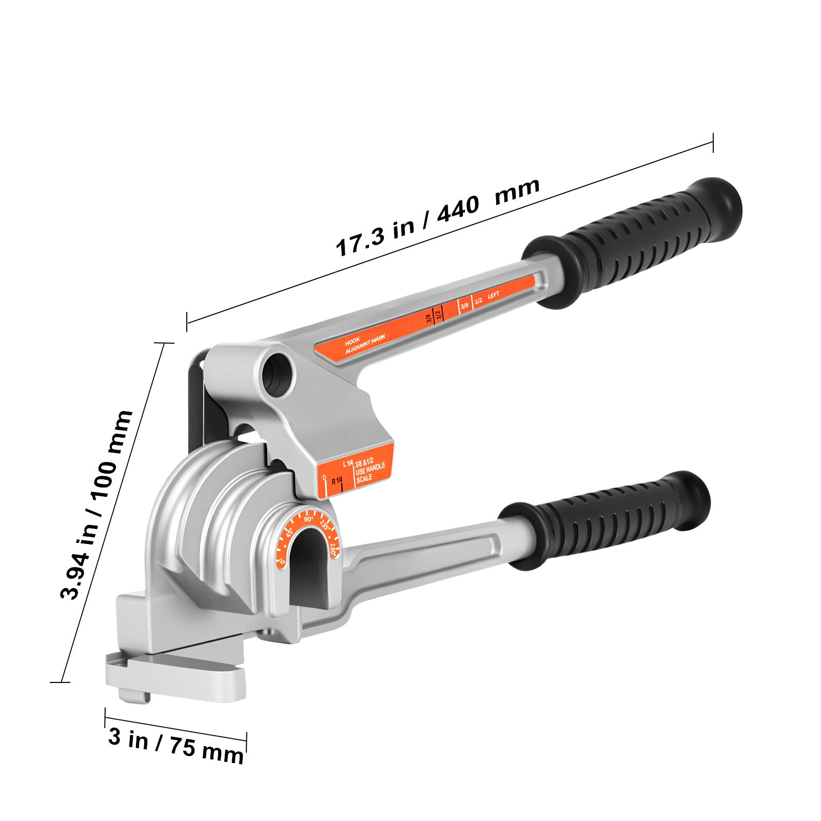 Uimoso 3-in-1 Lever Pipe Tube Bender for 1/4", 3/8", 1/2" O.D., 0-180° Angles