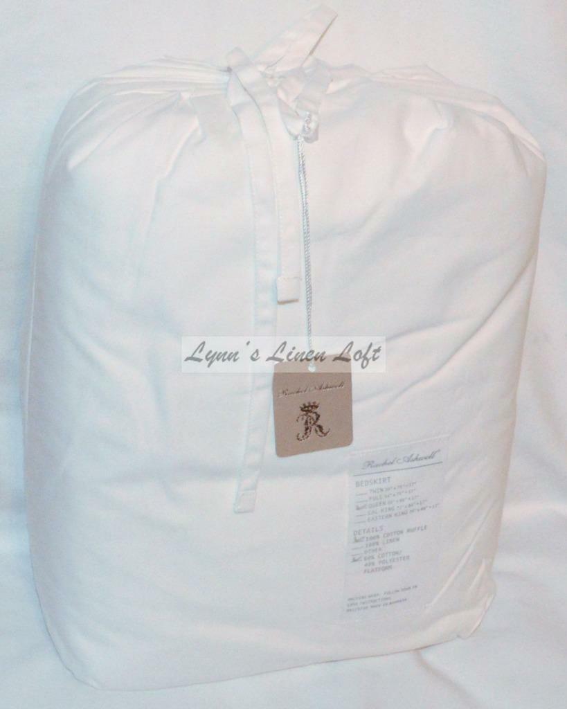 RACHEL ASHWELL COUTURE Liliput White Double Ruffle QUEEN BEDSKIRT Shabby Chic