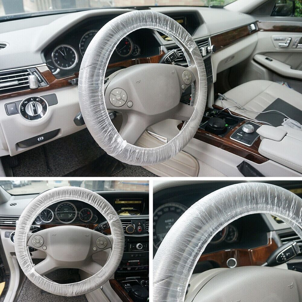 Universal Disposable Plastic Car Steering Wheel Cover Elastic Protective Covers