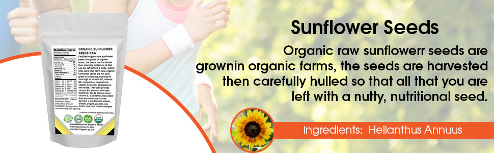 USDA Certified Organic Sunflower Seeds — Raw Kernels,No Shell,Kosher, Bulk