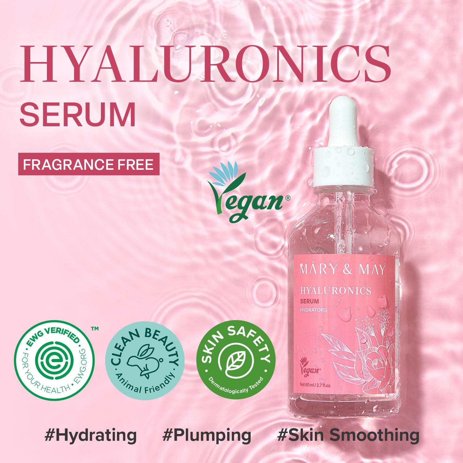 Mary&May Hyaluronics Serum with 6 Types of Hyaluronic Acid Complex for Deep Hydr