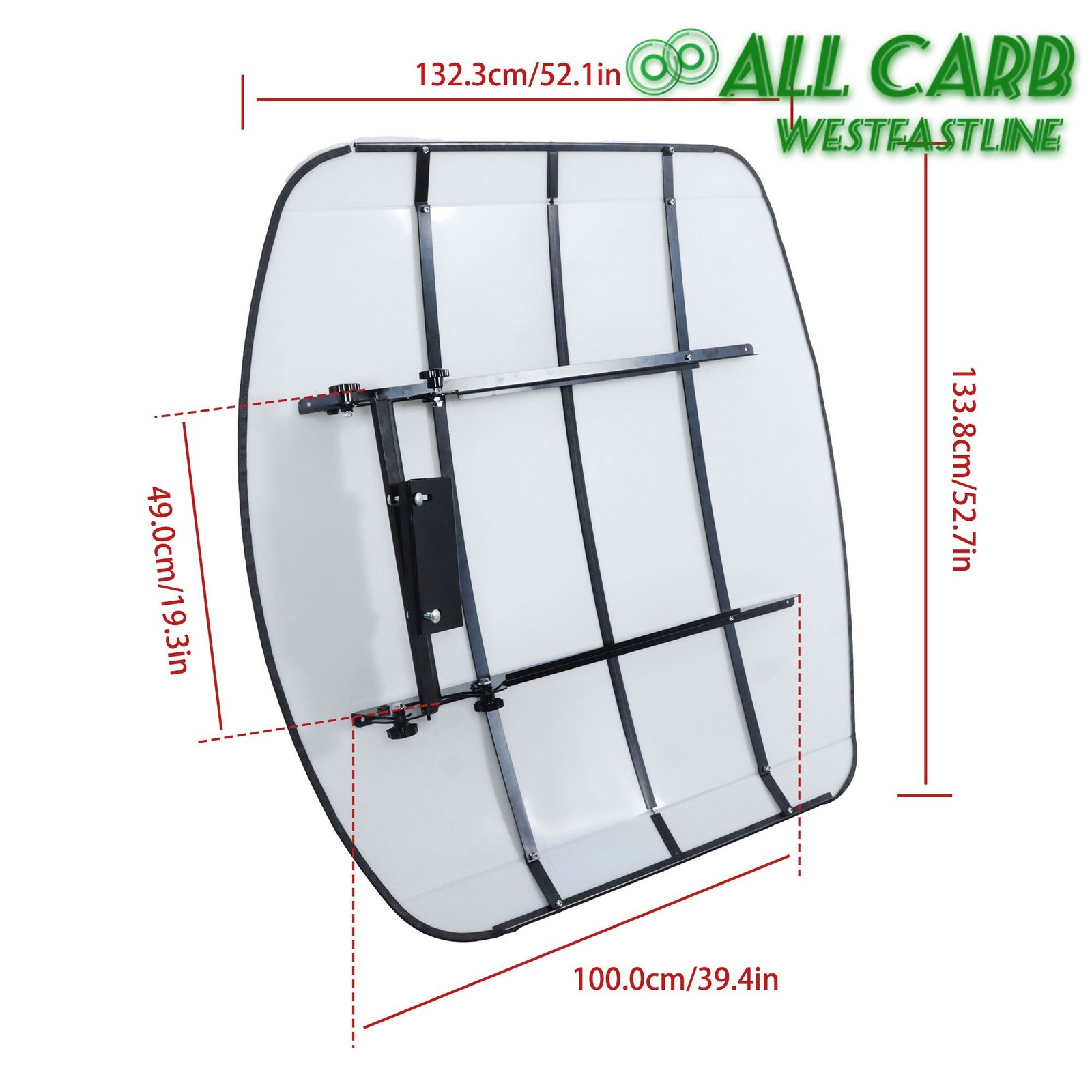 Tuff Top Tractor & Mower Canopy 52" × 52" For 2" x 2" or 2" x 3" ROPS -White