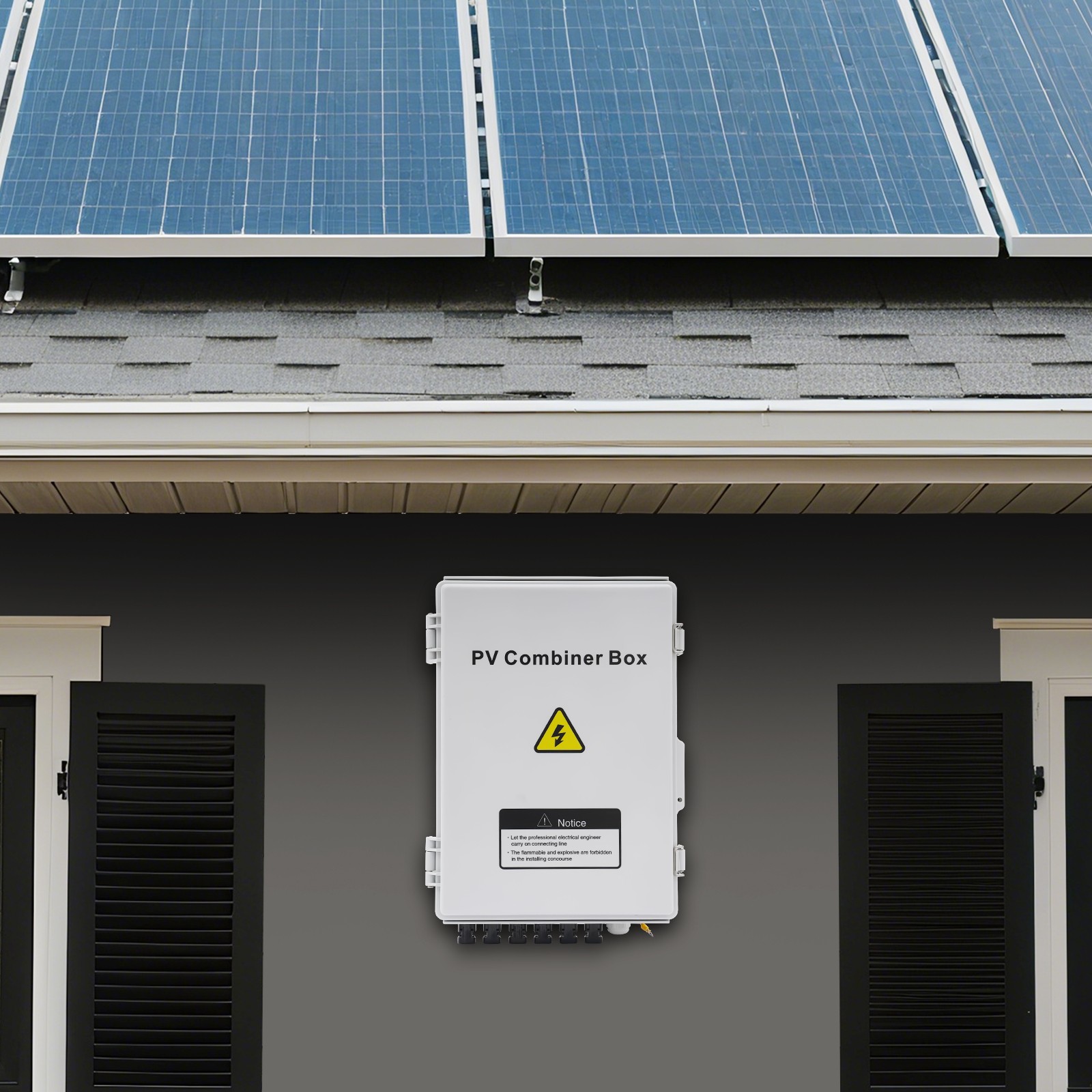 6 String Solar PV Combiner Box 63A Circuit Breaker Junction Box for Solar Panels