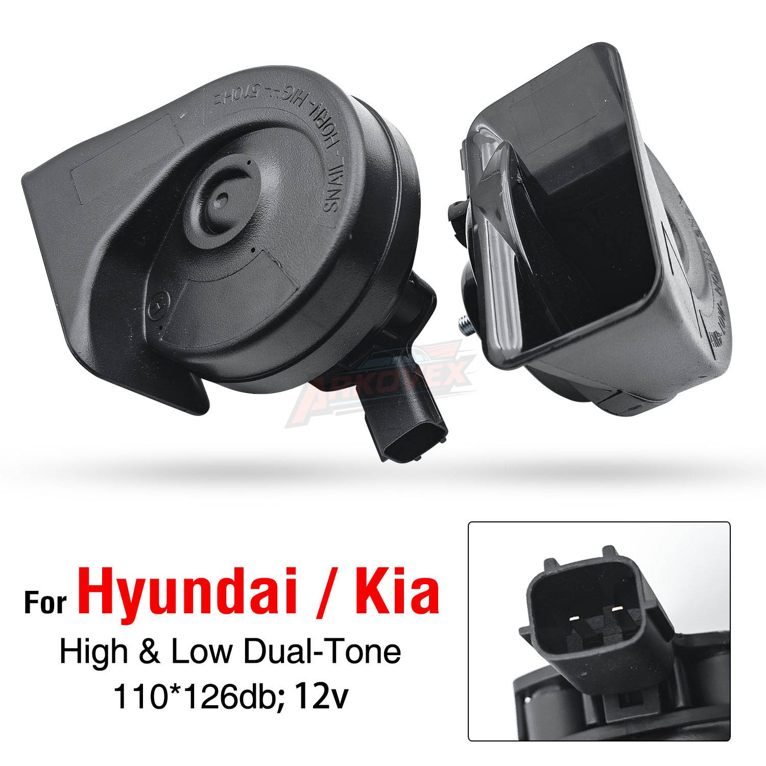 Pair Snail Horns High Low Tone 12V 400Hz-500Hz For Hyundai Elantra GT 2006-2017