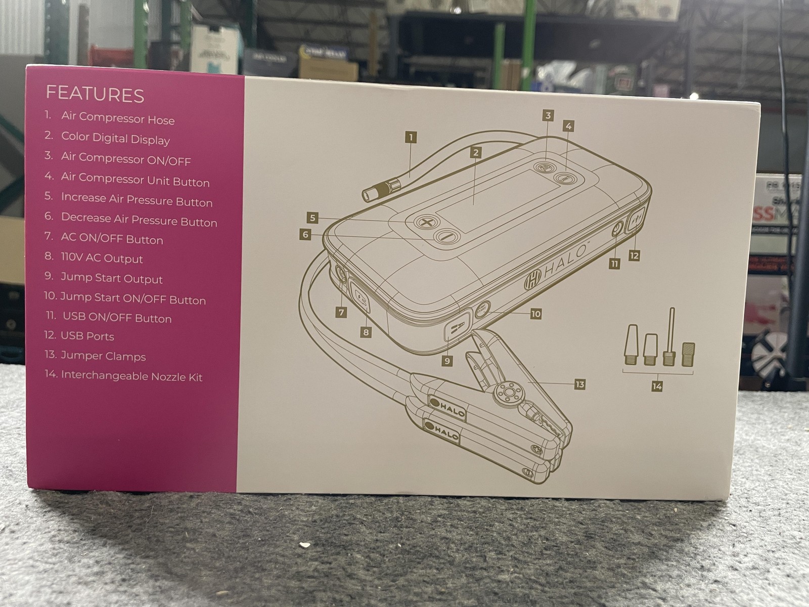Halo Bolt Ultimate 4.0 Jump Starter Air Compressor Portable Magenta HAL-BM-6039
