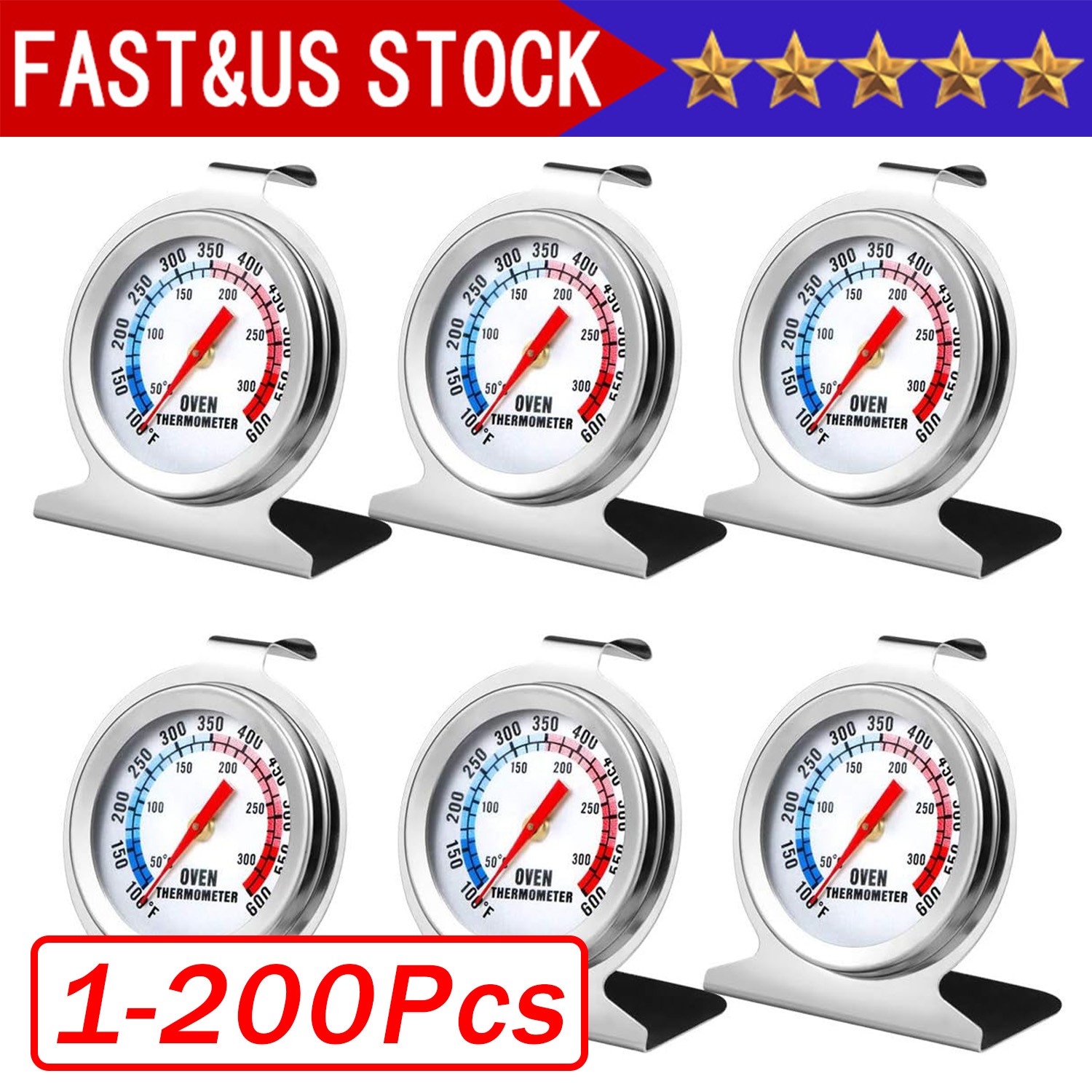 Oven Thermometer Stainless Steel Classic Stand Up Food Meat Temperature Gauge5-1