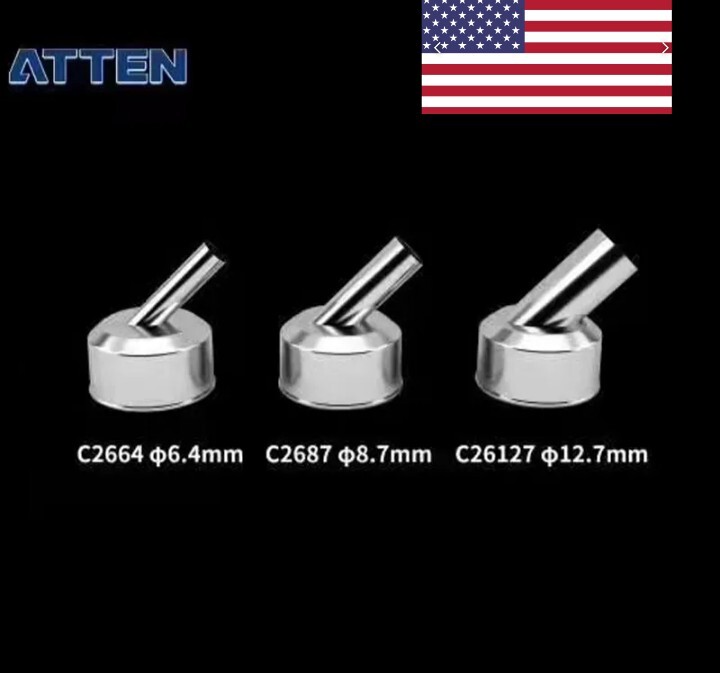 ATTEN St-862D 3pcs 45 Degree Bent Curved Nozzle hot air station