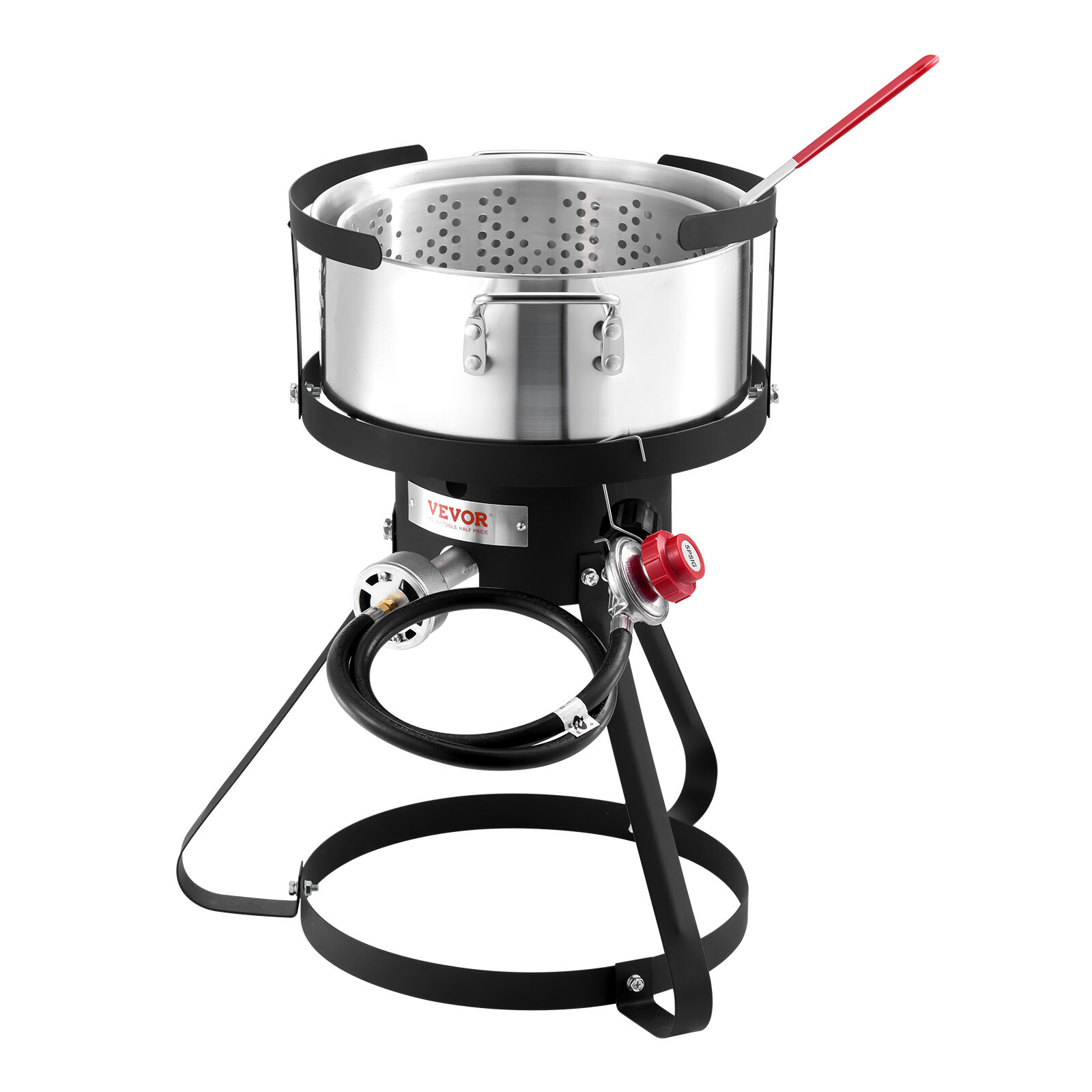 Outdoor Propane Deep Fryer w/ 10Qt Fryer Pot Strainer Basket Aluminum Pot