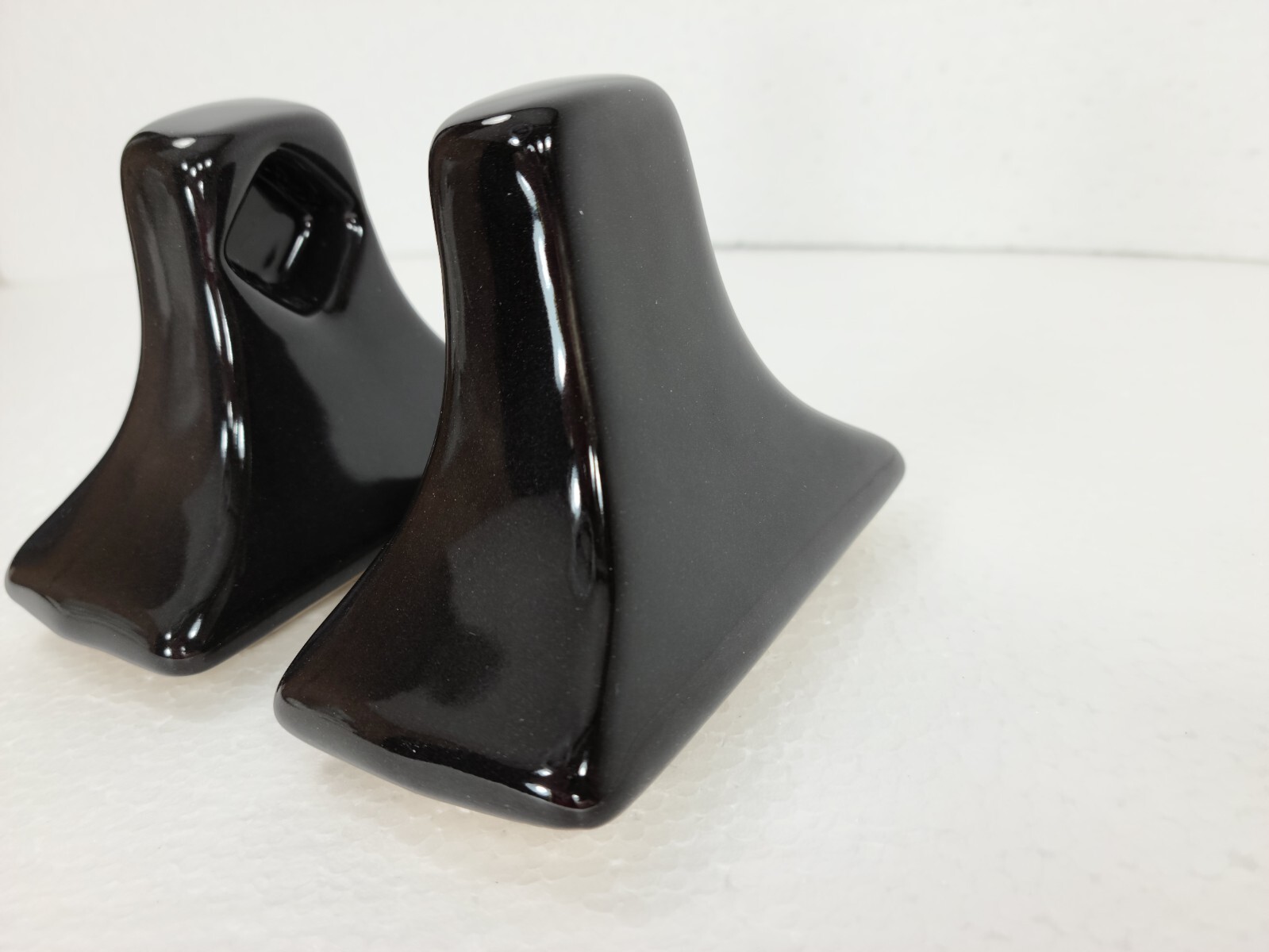 Black Ceramic Towel Bar Rod Rack Post Holder Brackets Mid Century Modern Retro