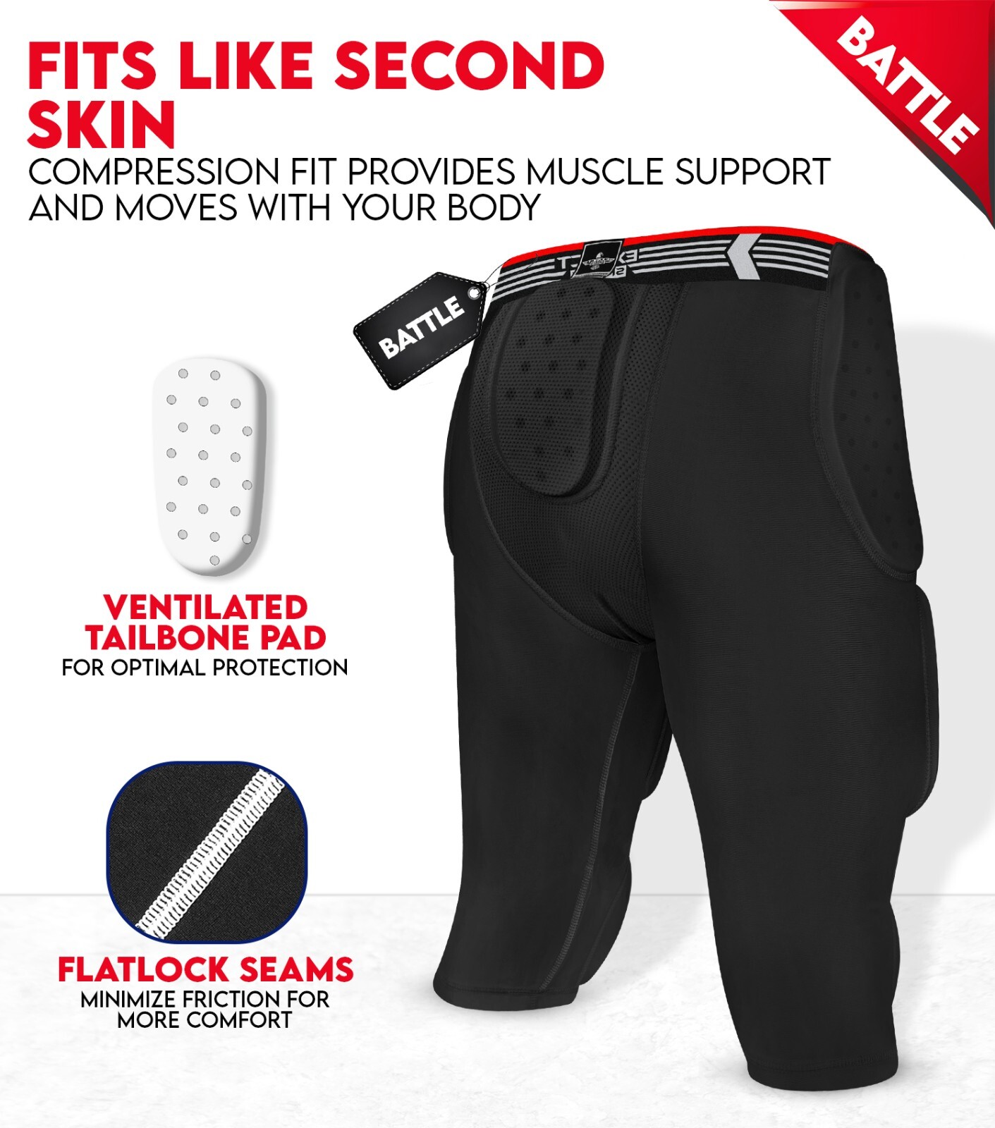 Exxact Sports Battle 7 Pad Adult Girdle for Men, with Cup Pocket