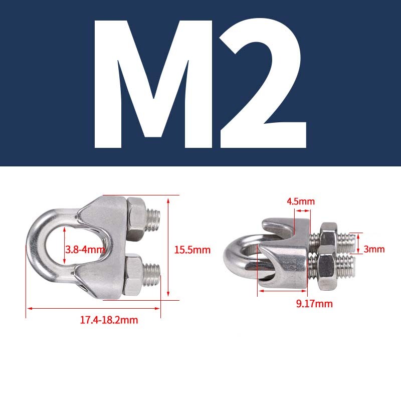 Wire Rope Grips Steel Cable Grip Clamp U Bolt 2mm 3mm 4mm 5mm 6mm 8mm to 20mm