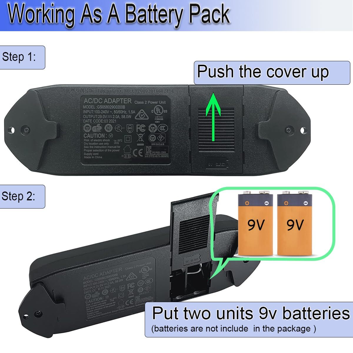 Power Recliner AC/DC Switching Power Supply - 29V 2A Adapter with 4ft AC & 10...