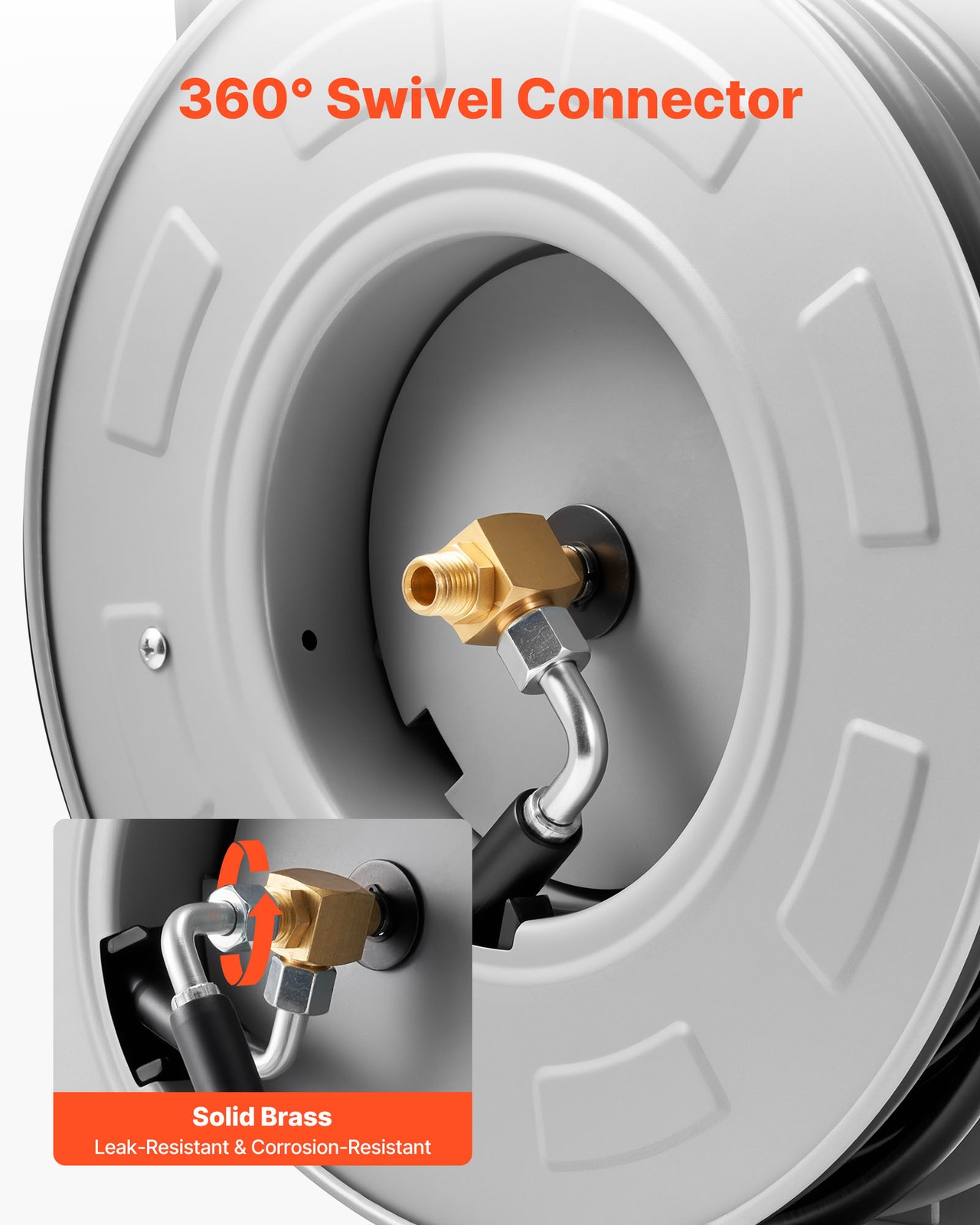 VEVOR Pressure Washer Hose Reel 65ft x 1/4in Retractable 3200PSI Auto-Rewinding