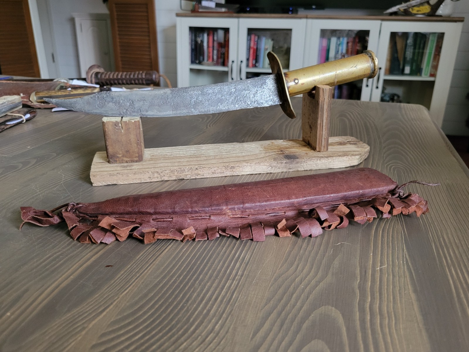 Civil War Brass Handle Bowie Fighting Knife Used Free Shipping