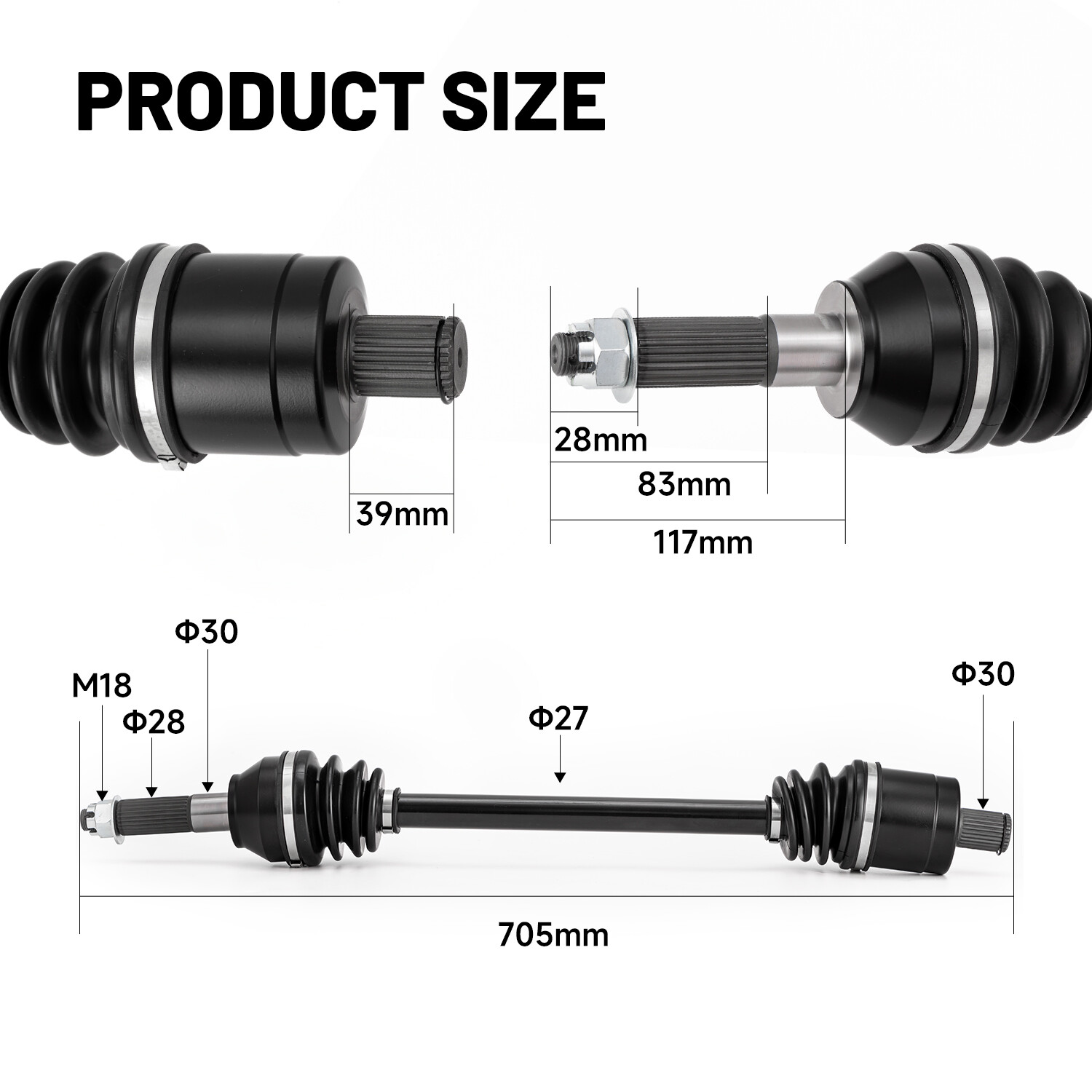 Rear Left & Right CV Axle Drive Shaft for Polaris Ranger 1000 XP 1337239 2 Pack