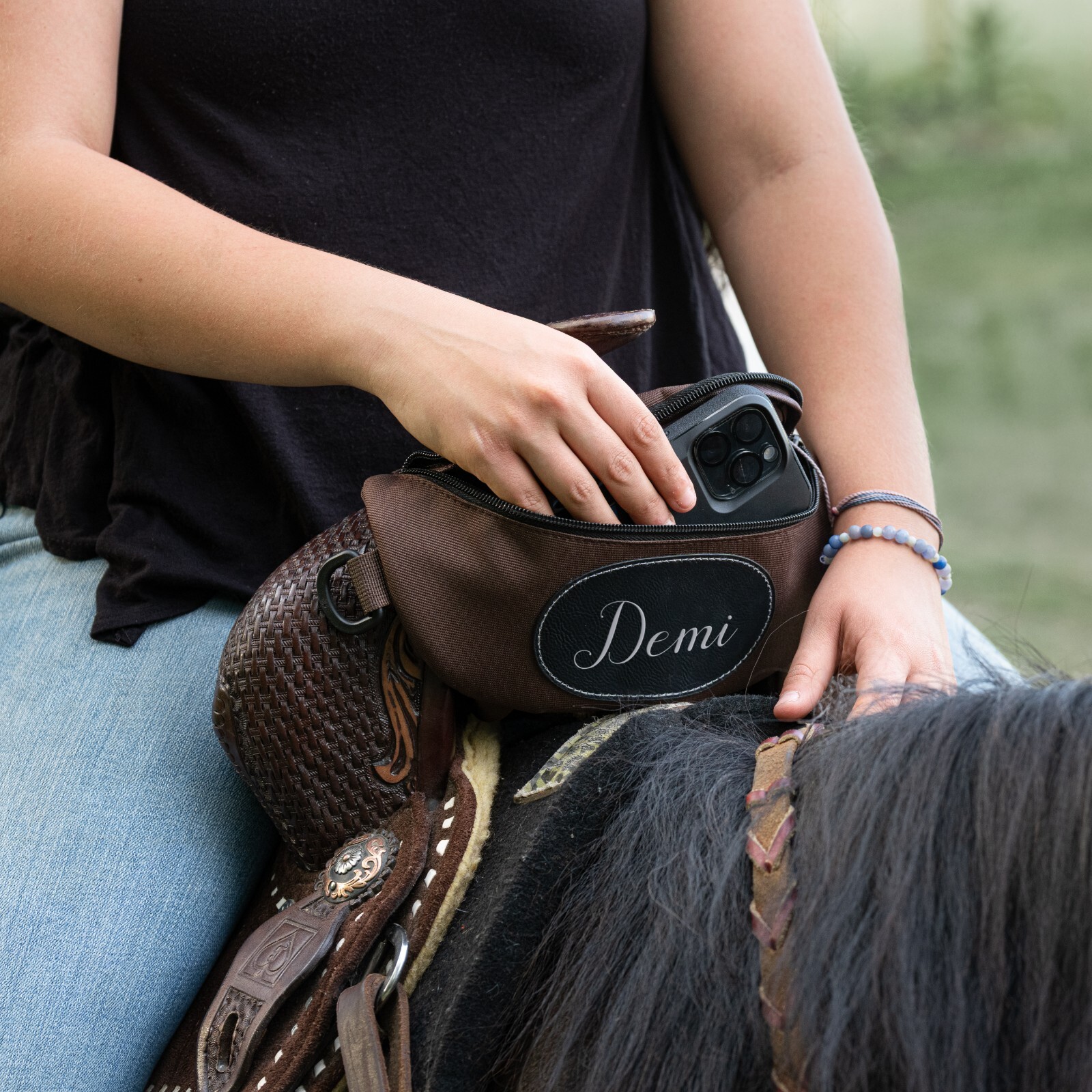 Personalized Horse Saddle Bag, Brown Pommel Bag, Horse Tack, Saddle Accessories