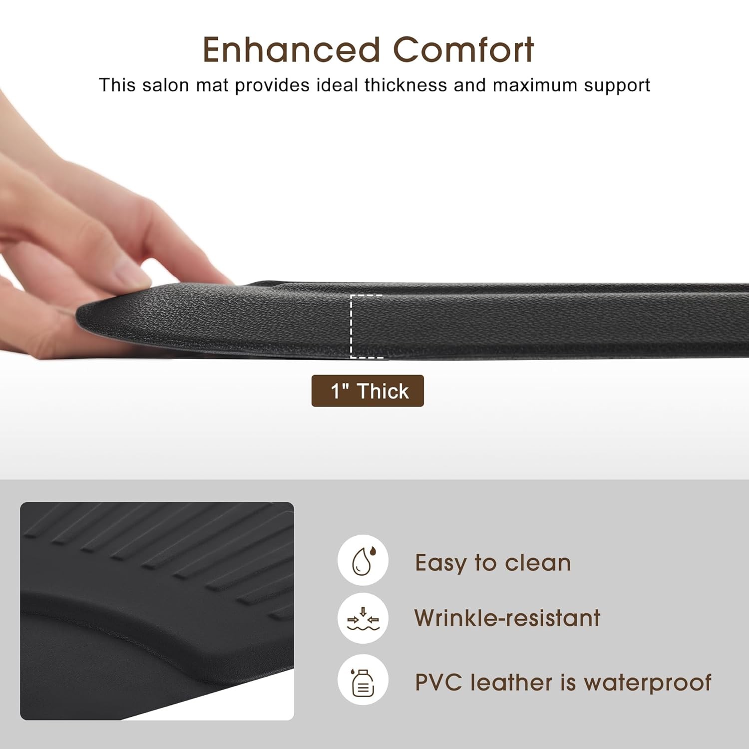 BarberPub Salon Mats for Hair Stylist, Anti Fatigue Barber Mat 1'' Thick 0085