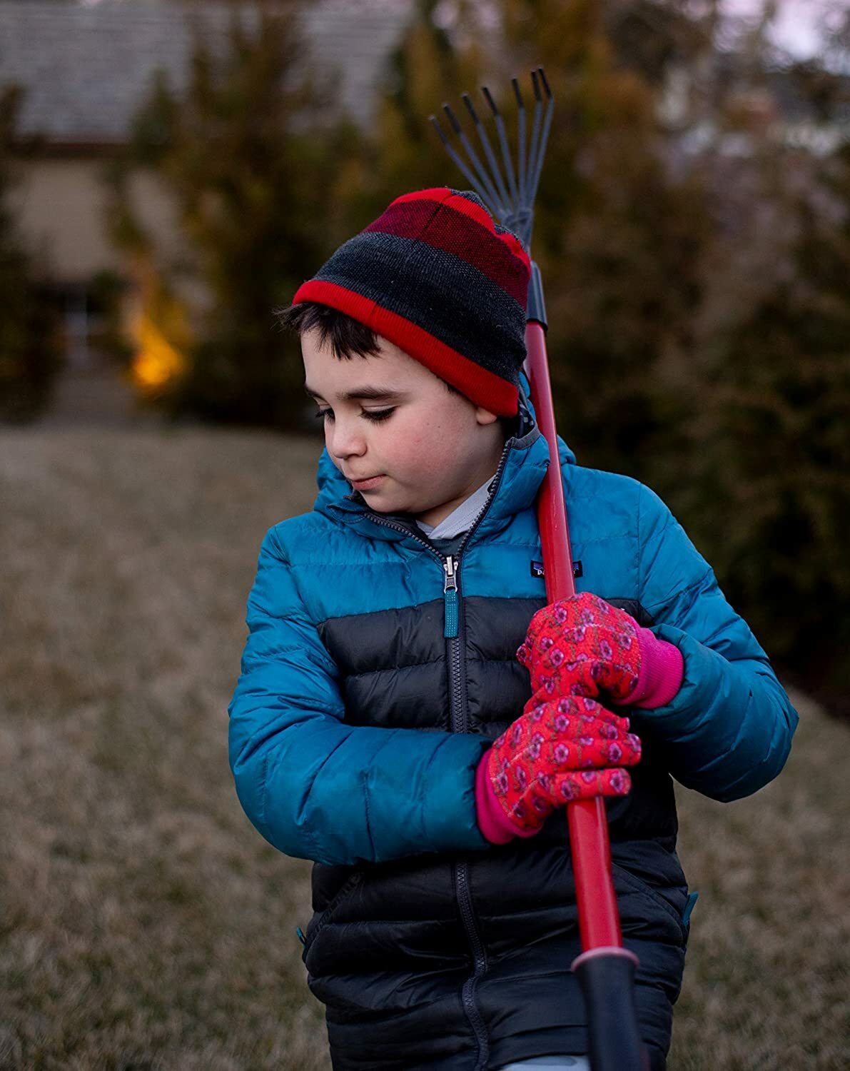 G & F 1823-3 JustForKids Soft Jersey Kids Garden Gloves, 3 Pairs Green/Red/Blue