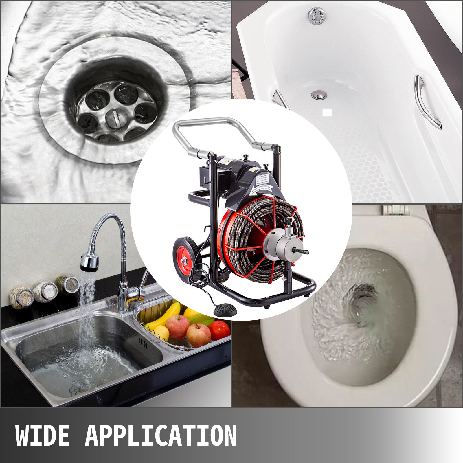 Commercial 100ft 1/2'' Sewer Snake Drain Auger Cleaner Cleaning Machine Plumbing