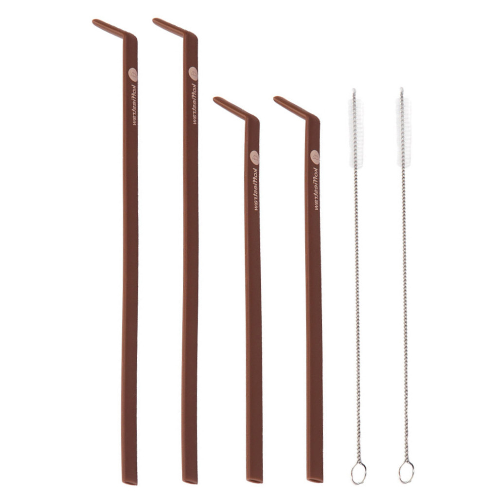 KoffieStraw Reusable Silicone Straws MOCHA (2 Sets) Limit Coffee Stains On Teeth