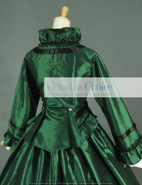 Victorian Civil War Taffeta Ball Gown Day Dress Reenactment Theater Costume 170