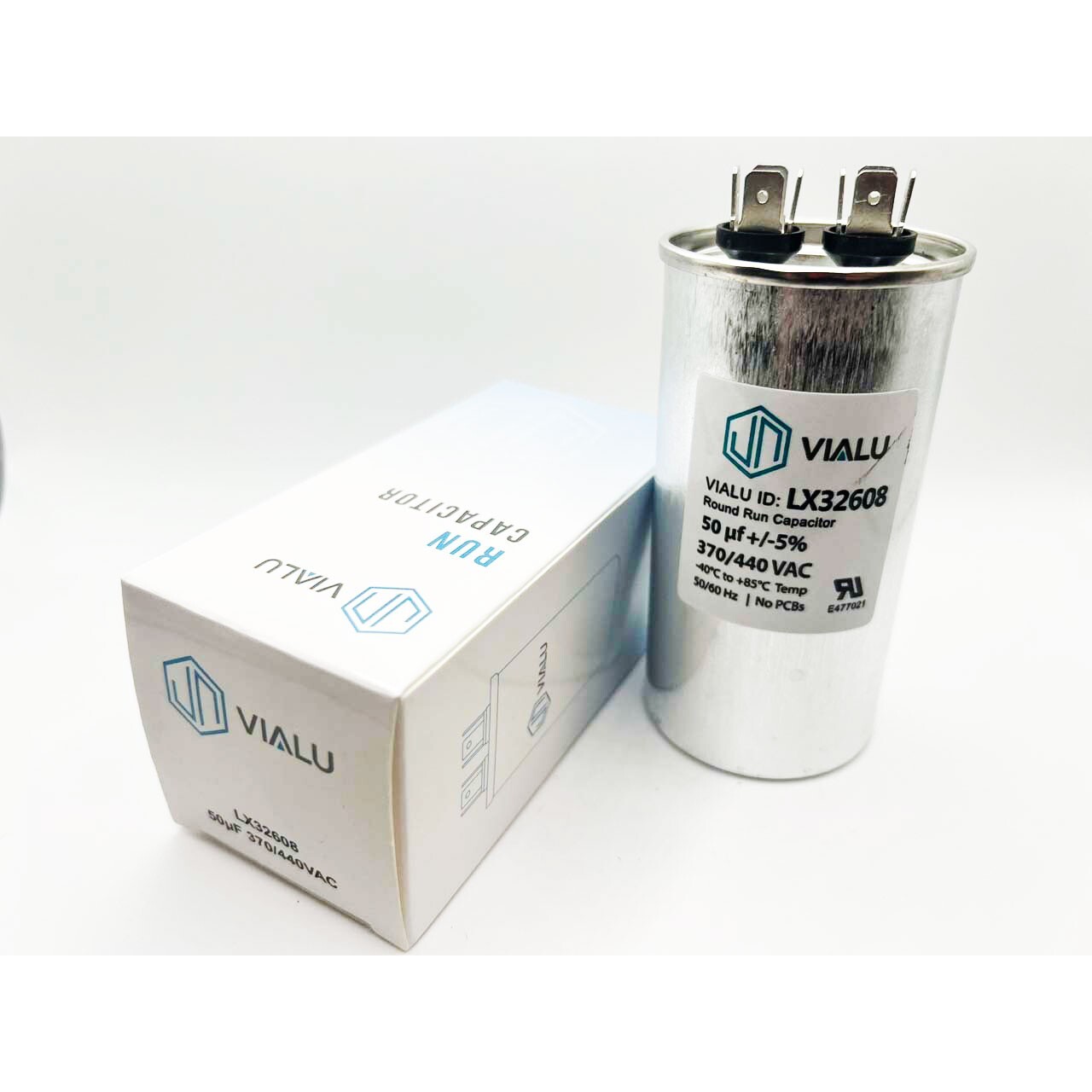 VIALU - 50 uf/MFD 370 VAC volts Round Run Capacitor 50/60 Hz