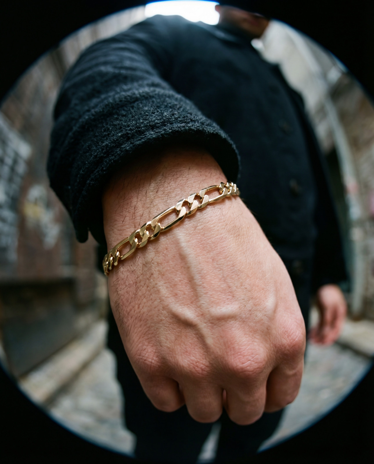 Heavy Men's 14k Gold Stamped Italian Figaro Link Bracelet 8" Inches 5MM