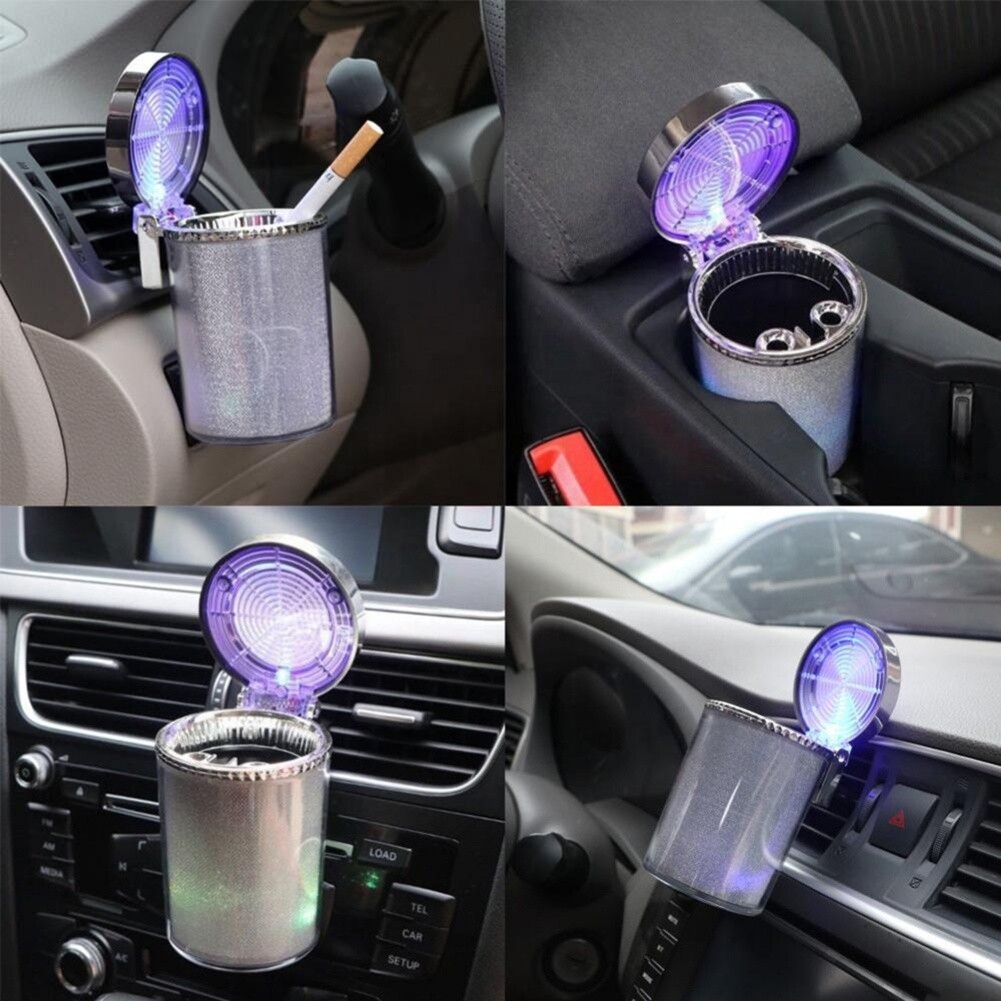 Car Ashtrays LED Light Multi-Function Portable Ashtray Colorful with Air Vent US